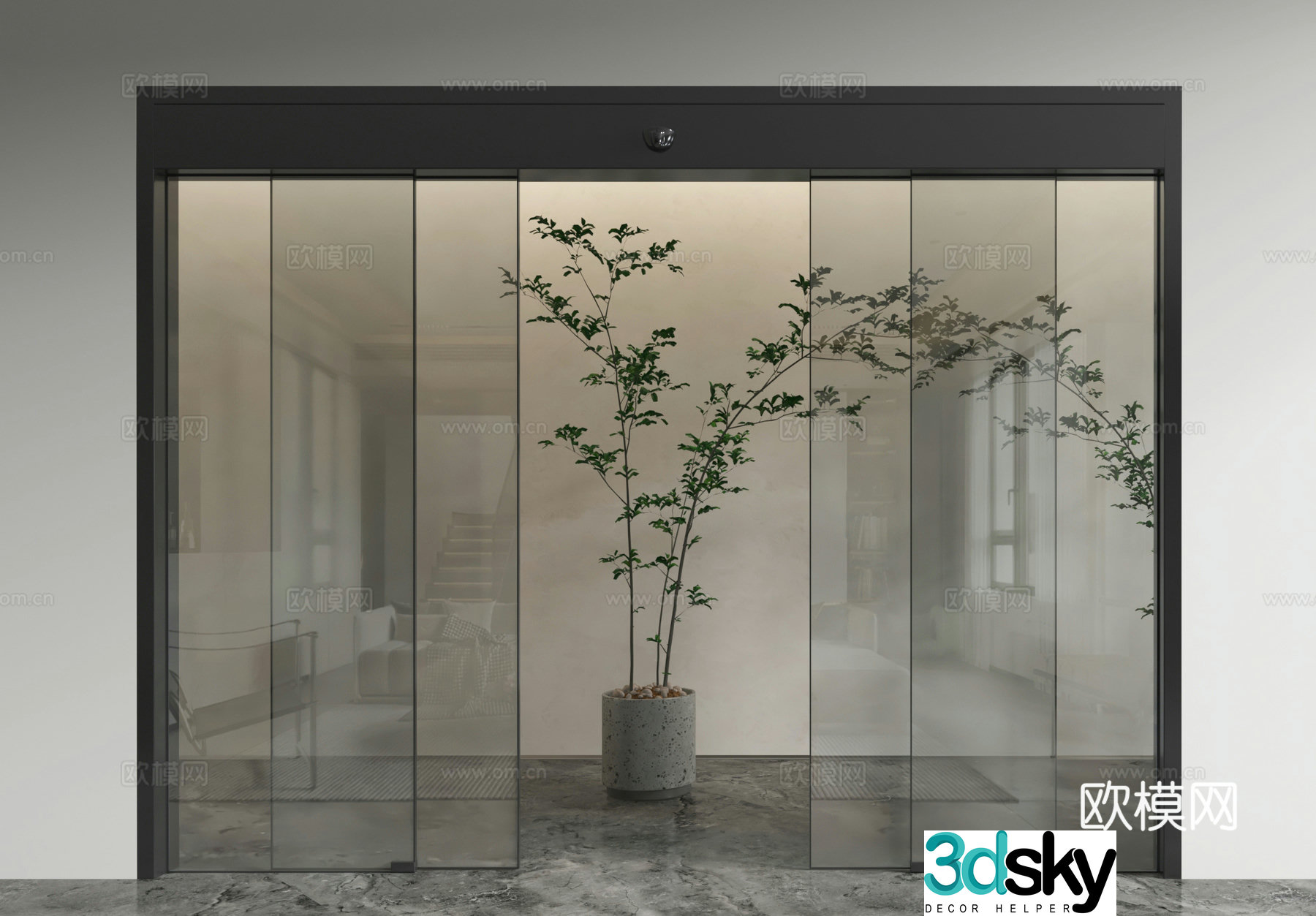 Modern electric door Electric glass door Electric induction door Glass door 3D model