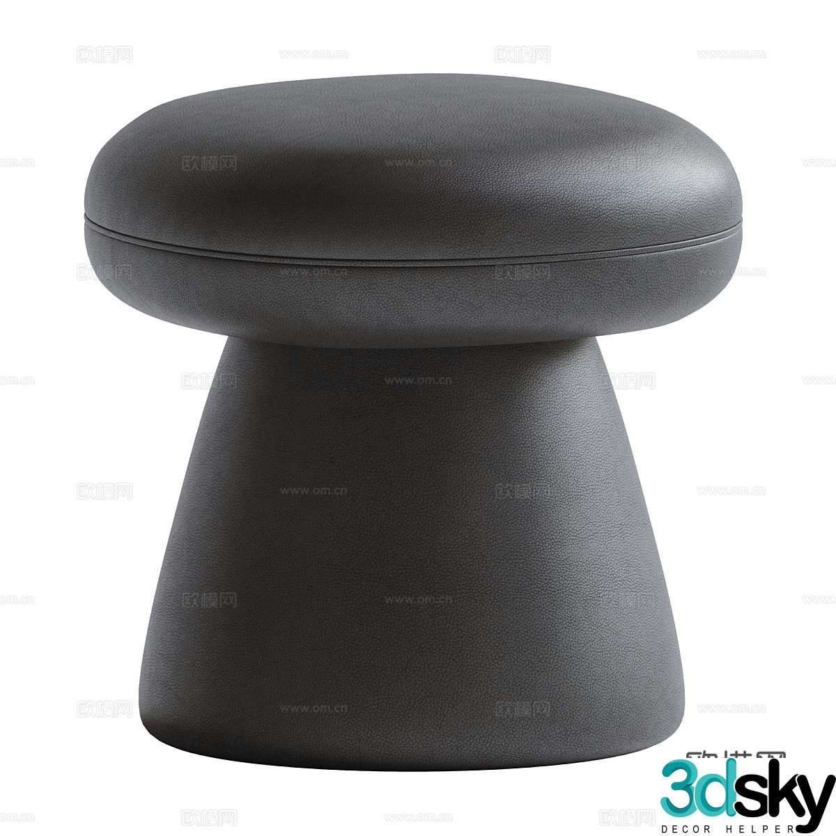 Modern Italian fabric leather round stool 3D model