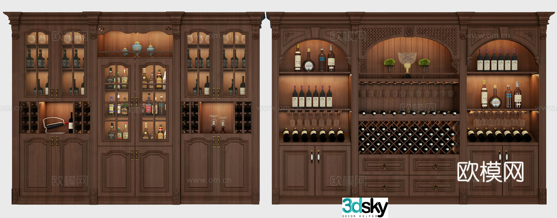 European wine cabinet combination 3D model