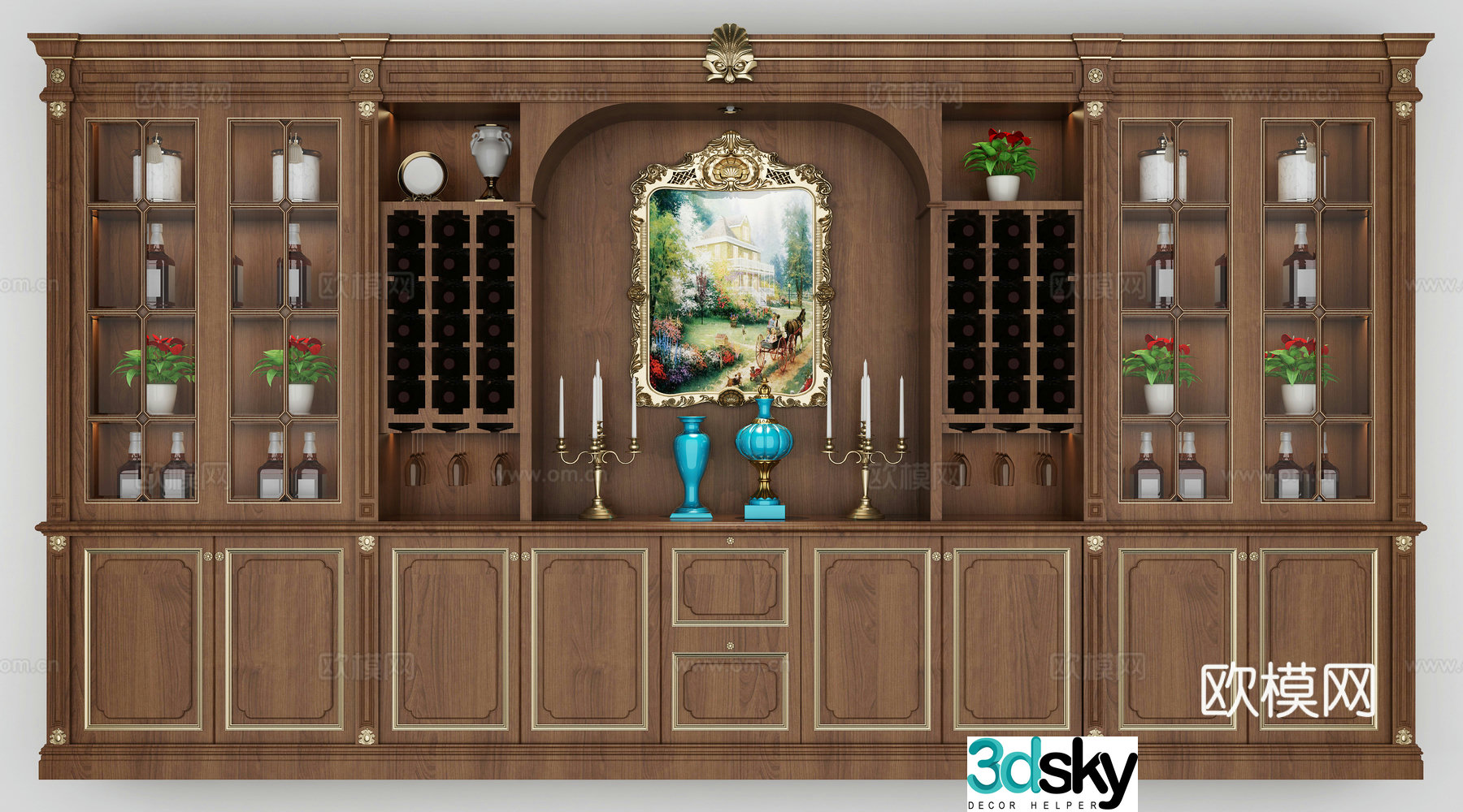 Modern Nordic TV cabinet combination 3D model