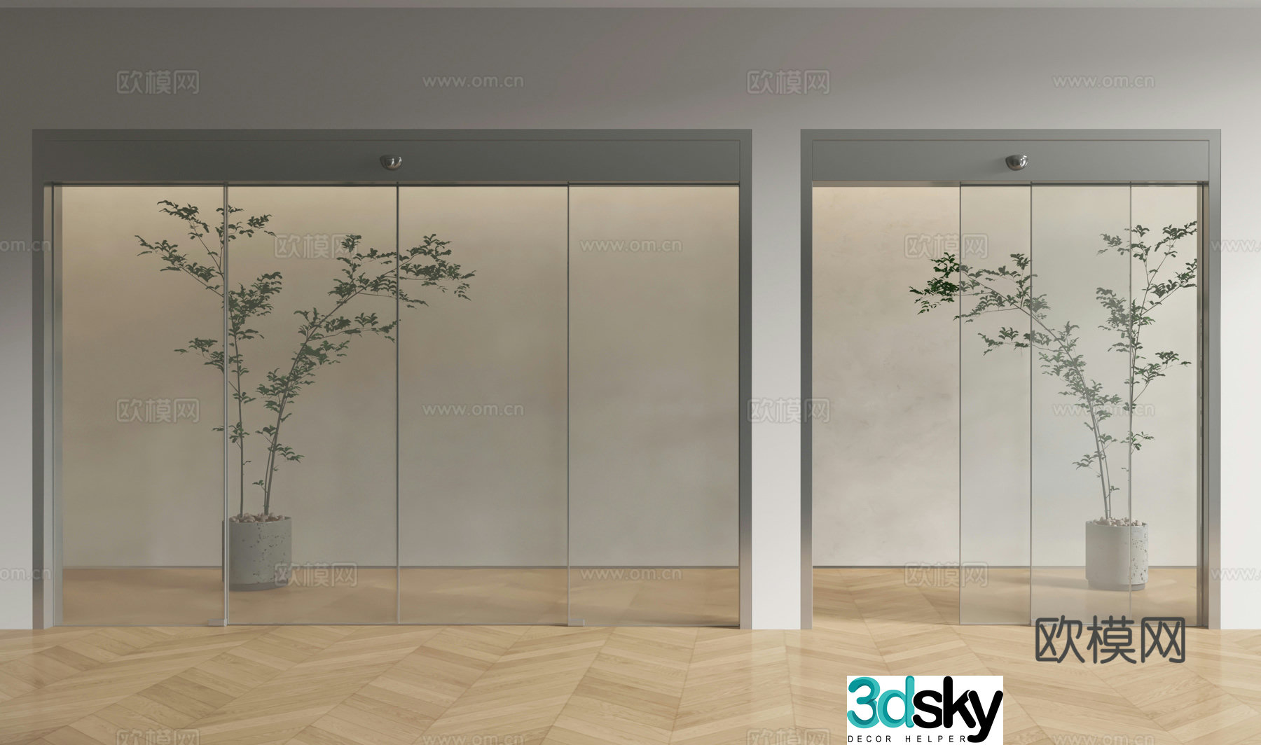 Modern electric door Electric glass door Electric induction door Glass door 3D model