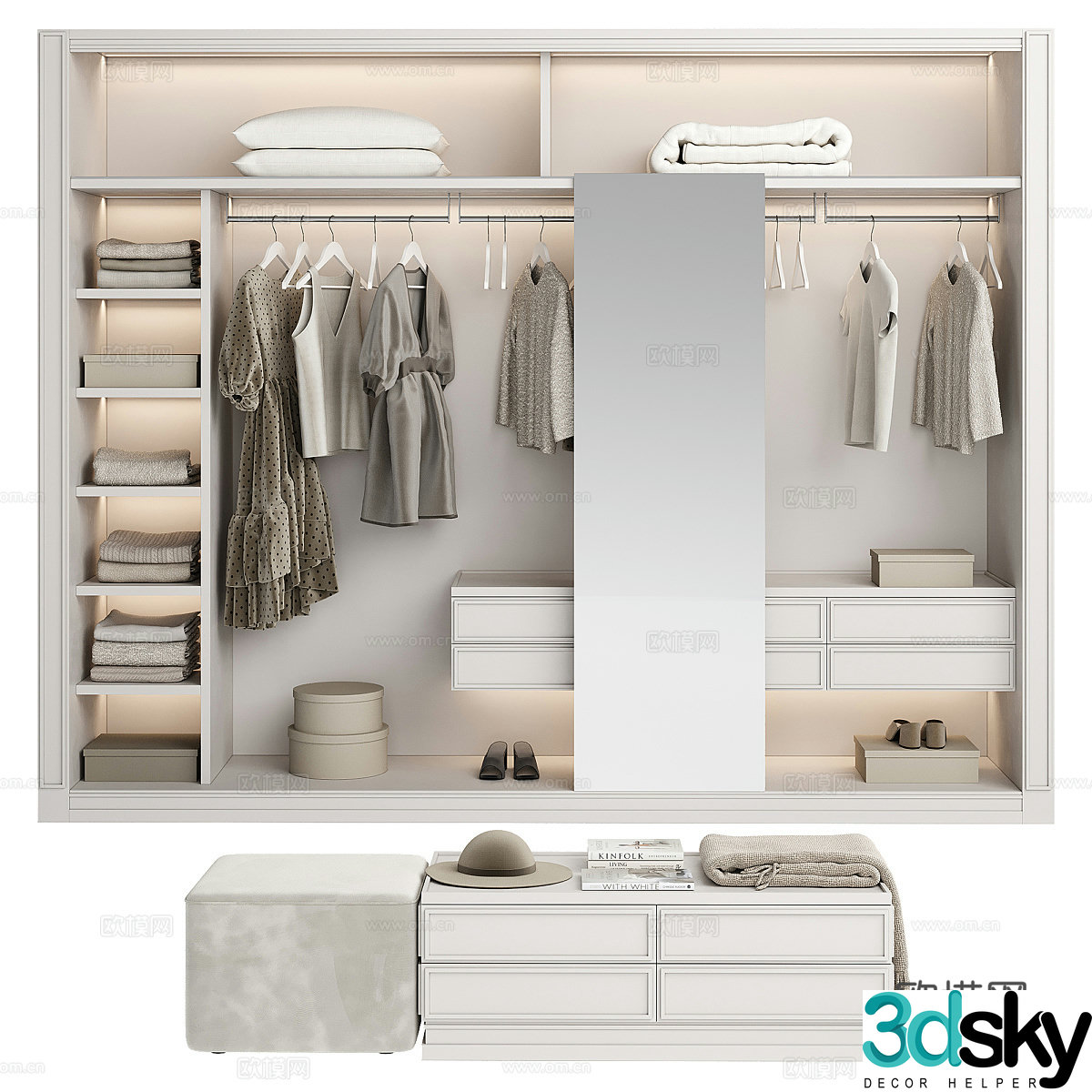 Modern cloakroom open wardrobe 3d model