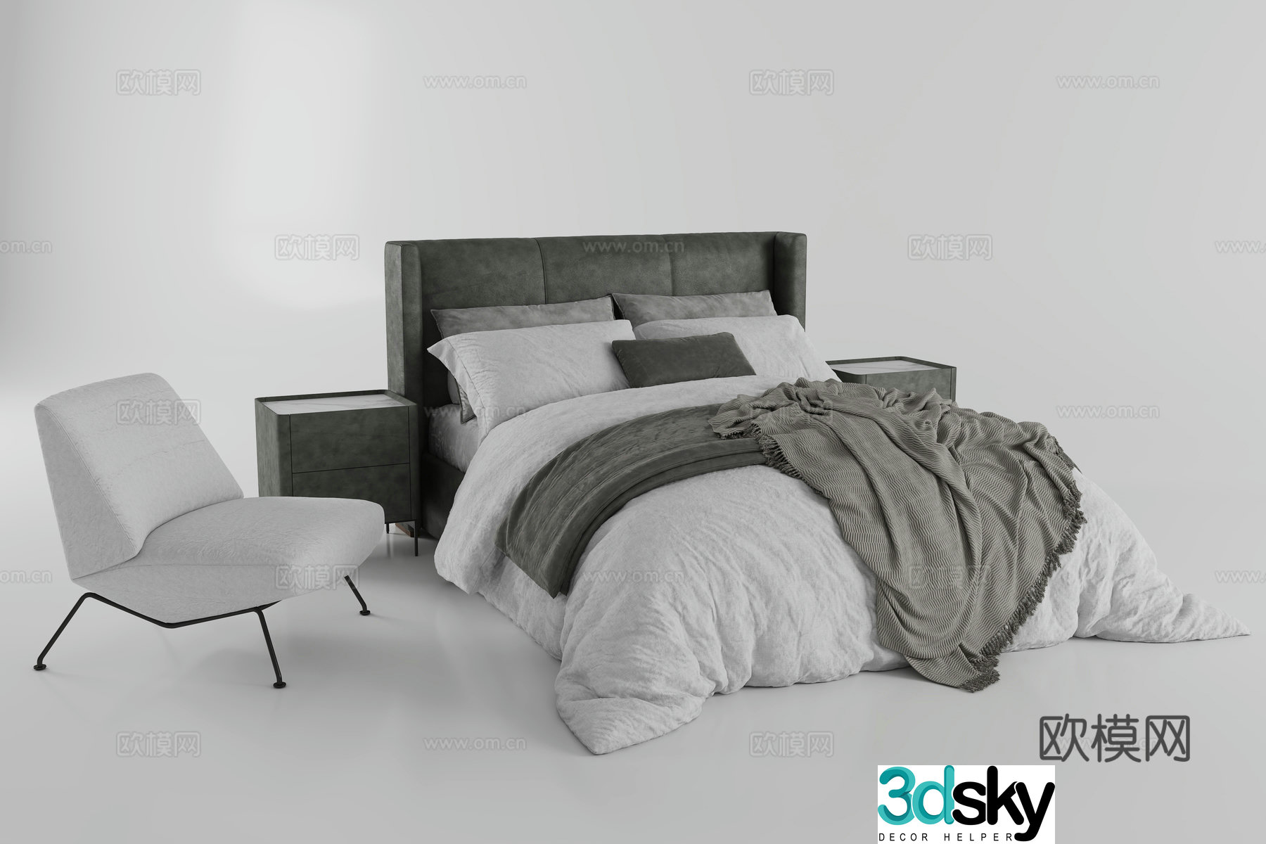 Double bed 3d model