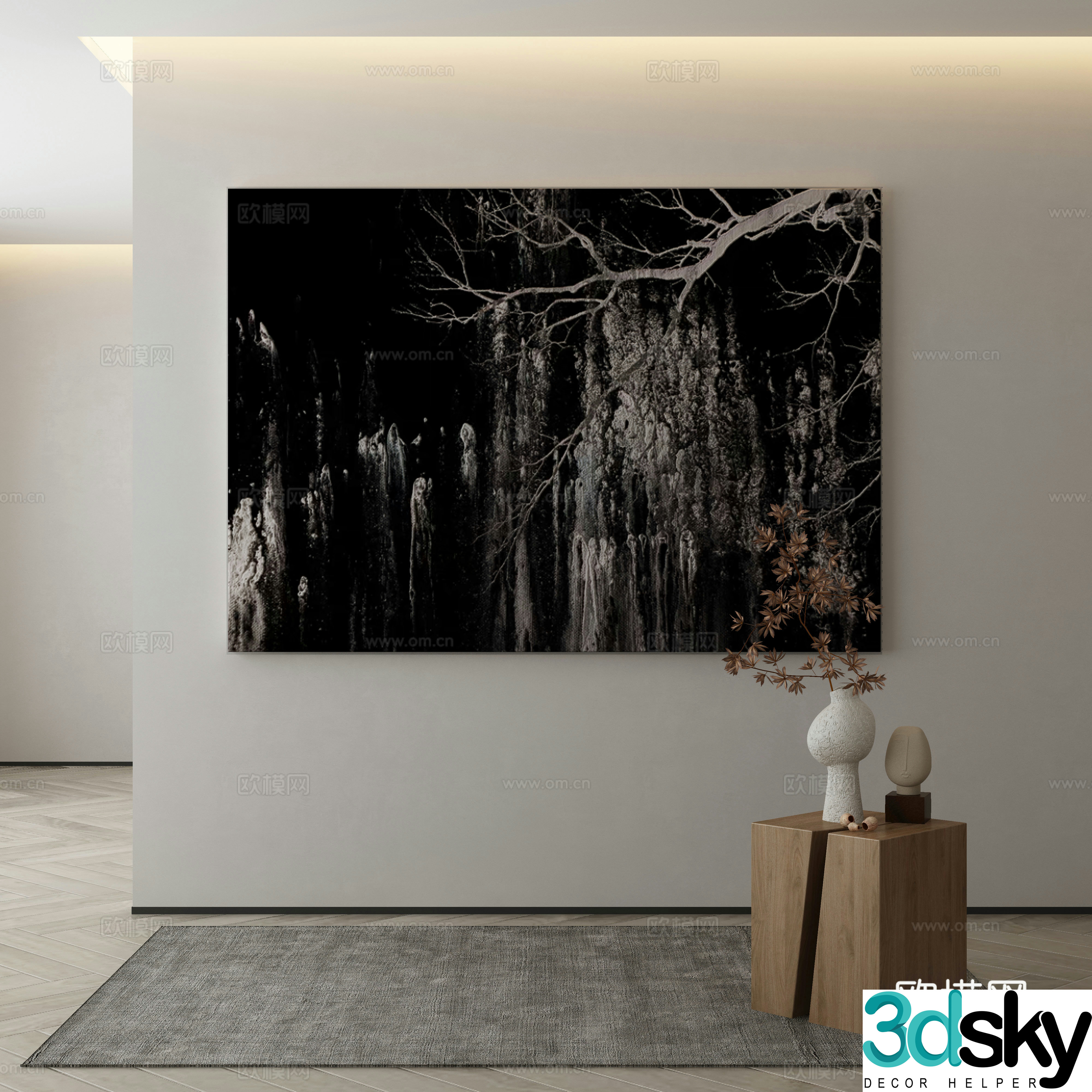 Modern Wasabi Hanging Painting Oil Painting 3D Model