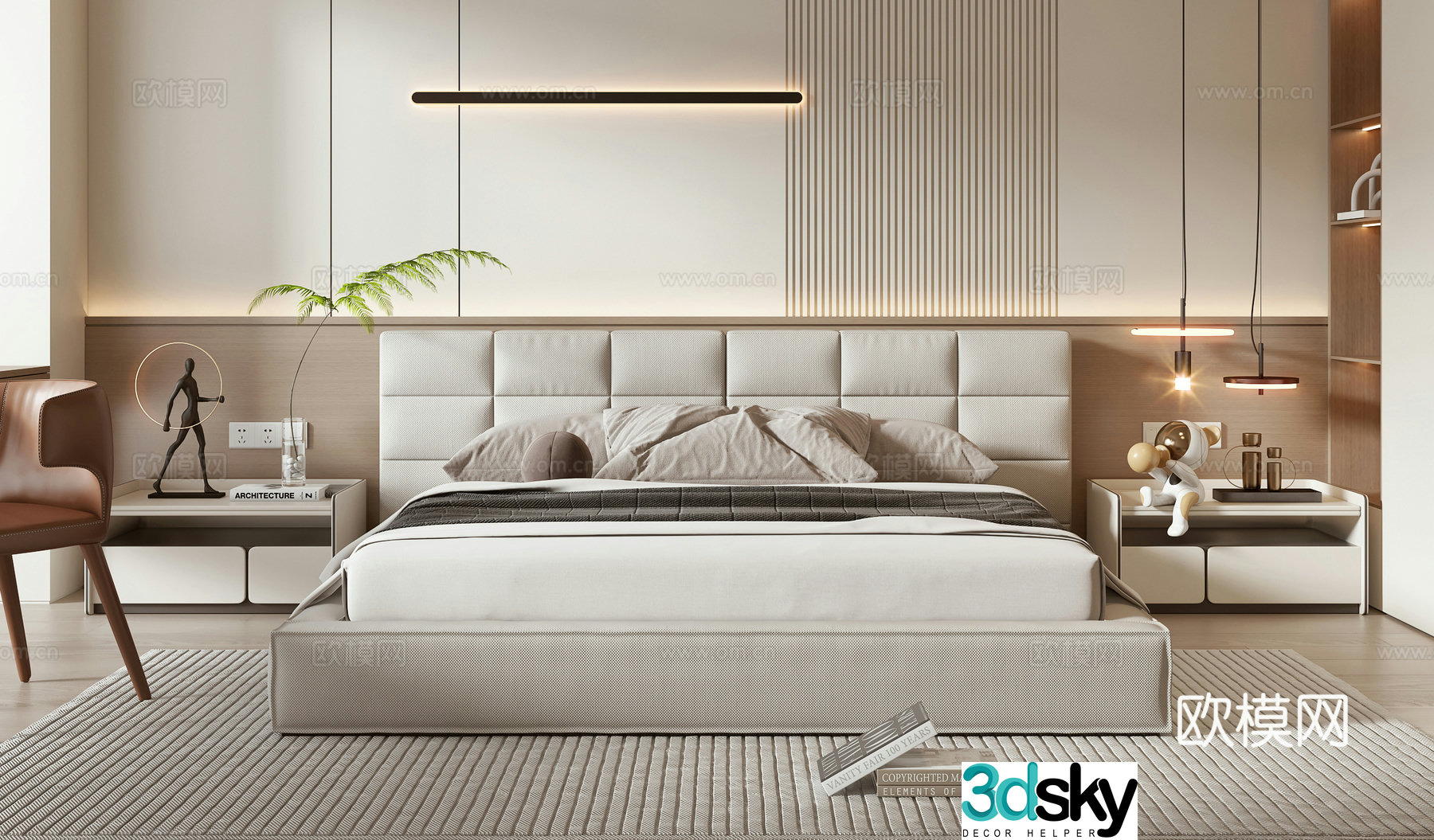 Minotti modern double bed 3d model