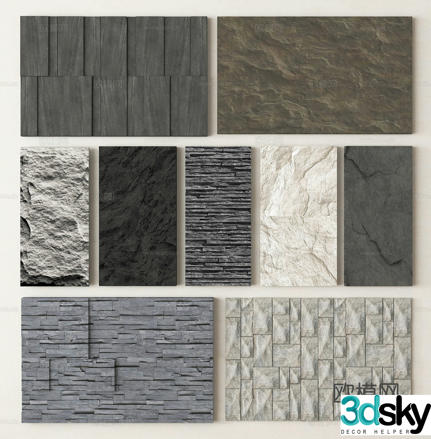Stone marble stone wall panel terrazzo background wall 3d model