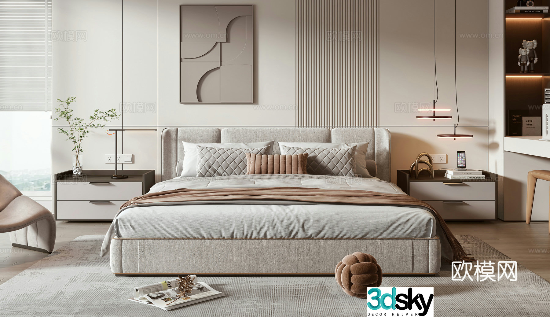 Minotti modern double bed 3d model