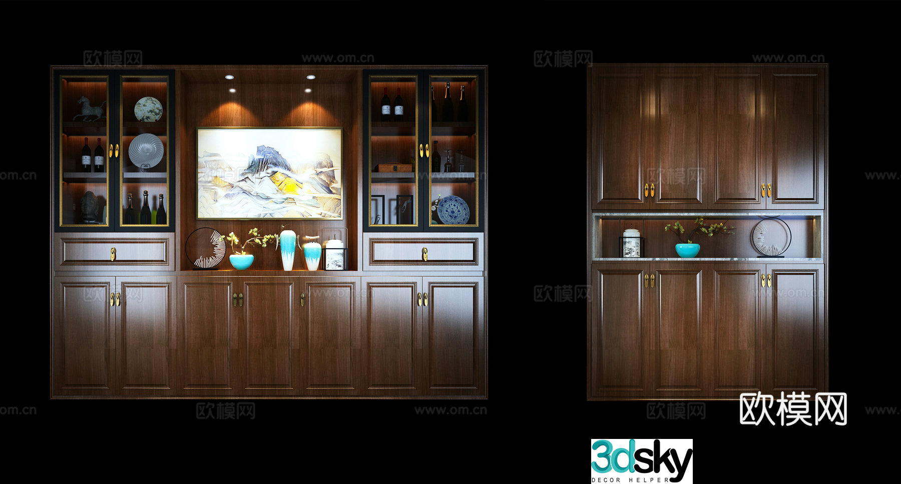 New Chinese wine cabinet shoe cabinet model combination 3D model