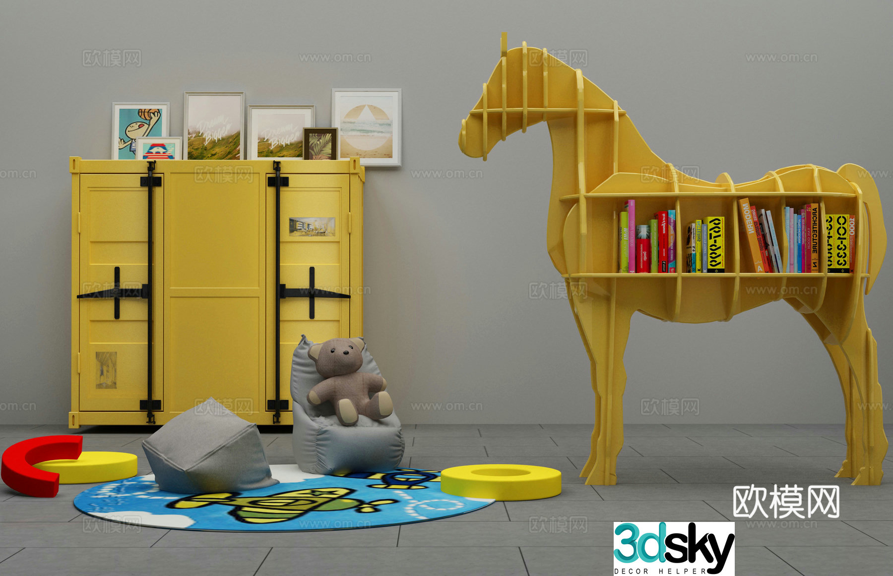 Personalized decorative cabinet combination 3D model