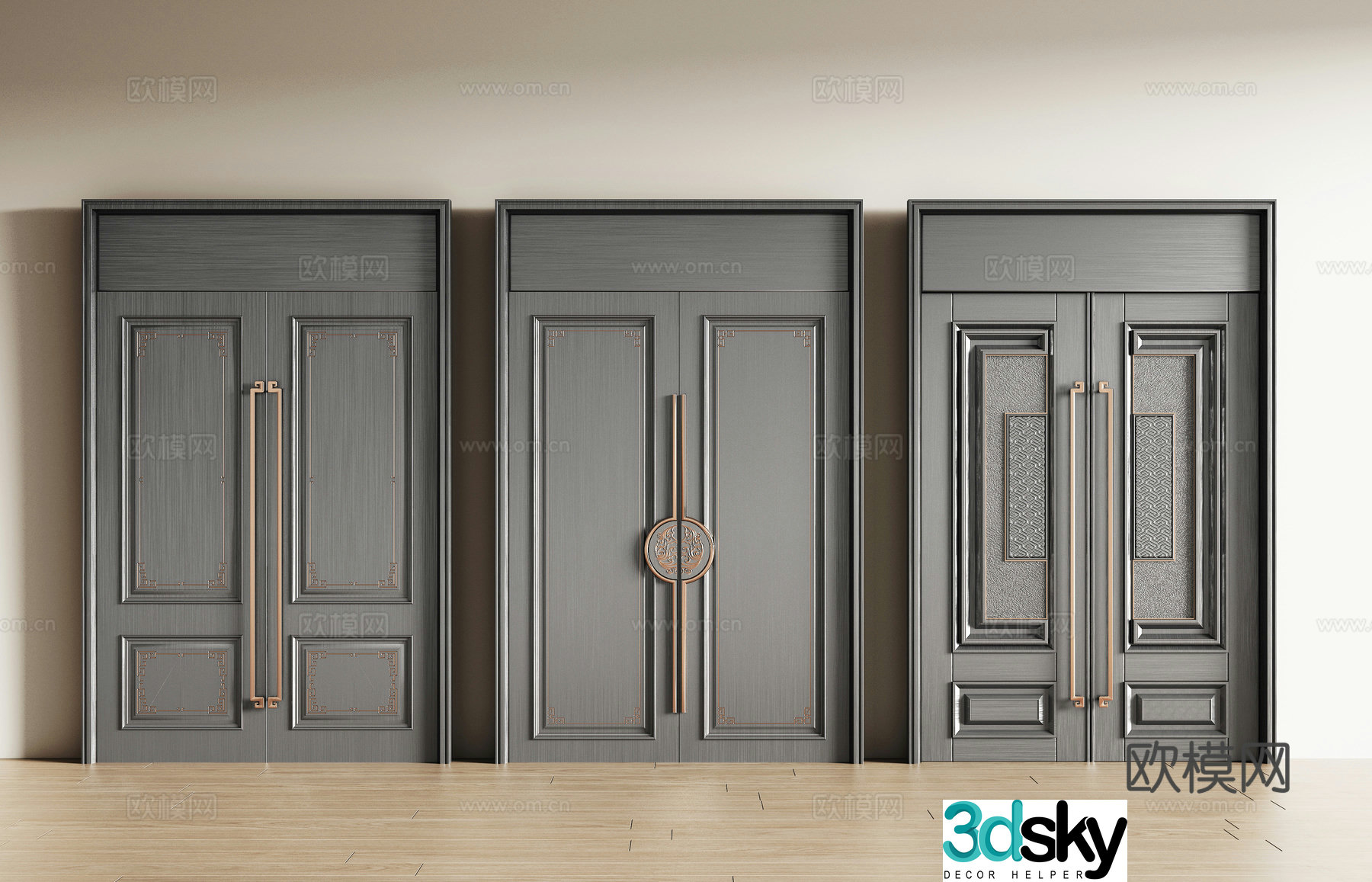 Modern home entrance door combination 3D model