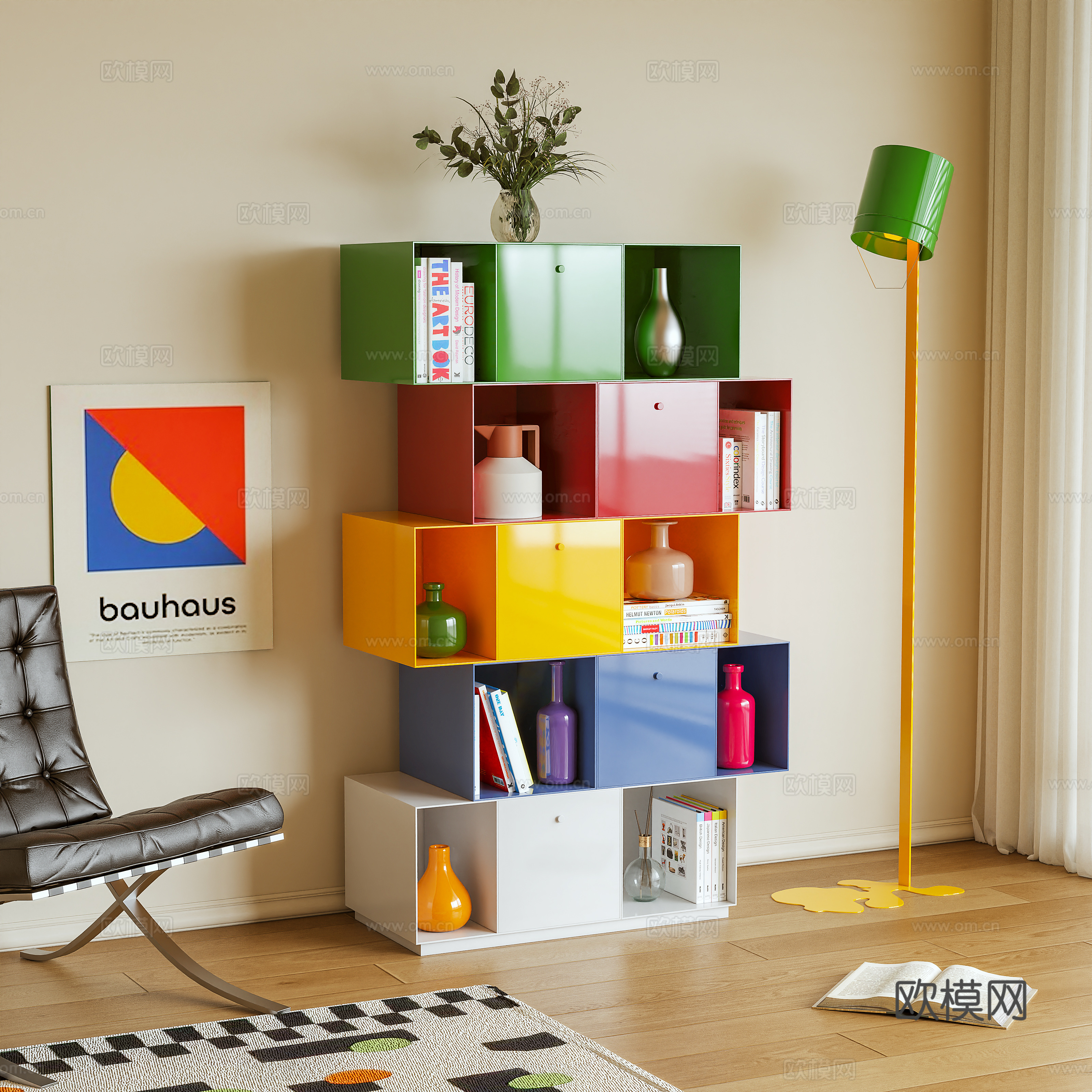 Modern bookcases storage cabinets high cabinets dopamine 3D model