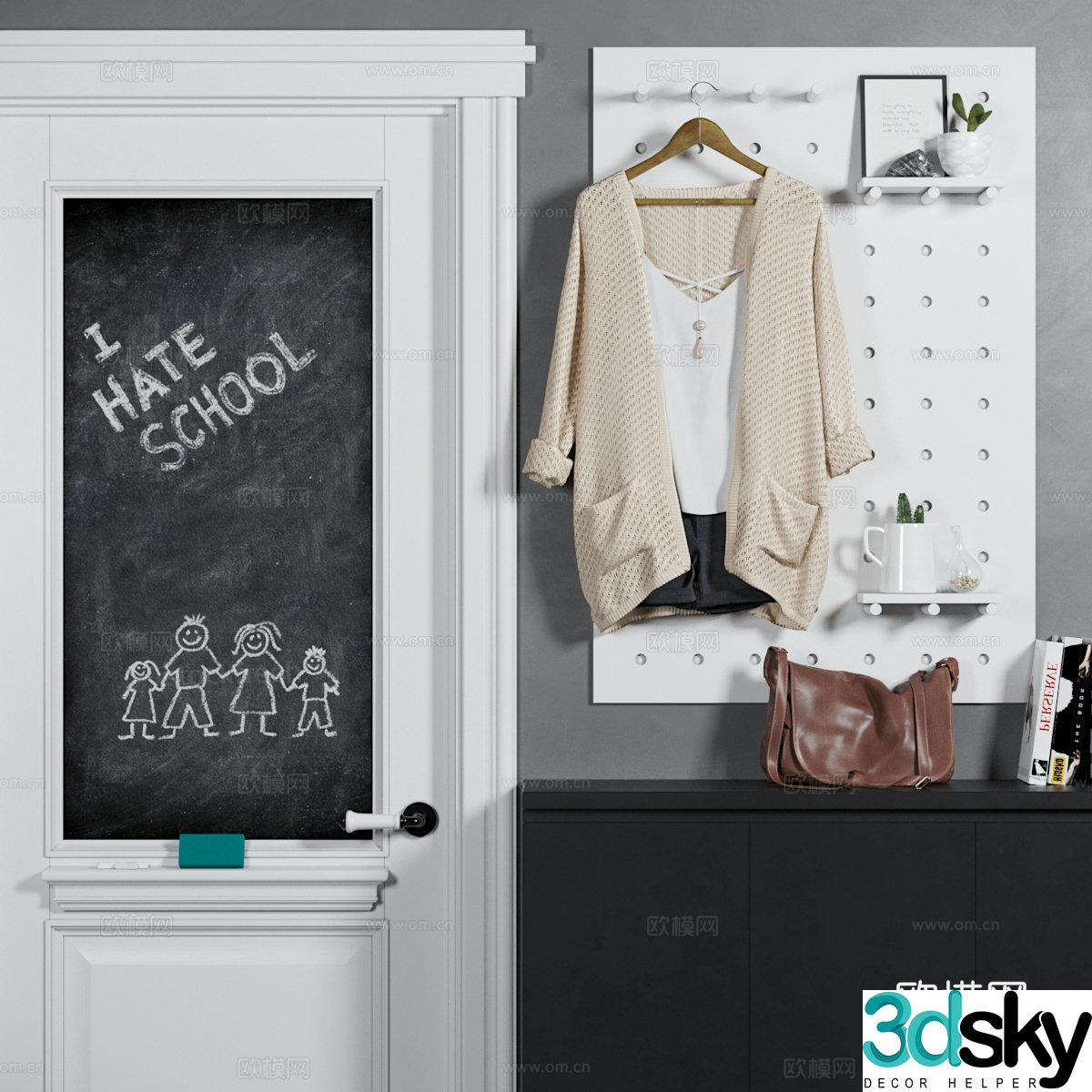 Nordic shoe cabinet 3d model
