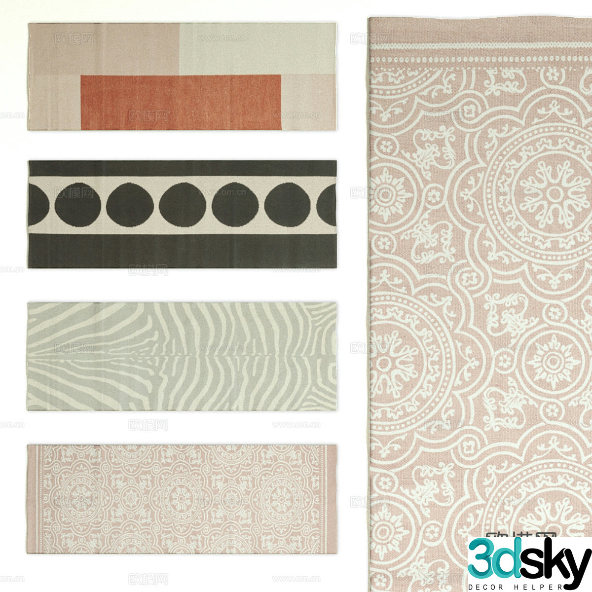 Modern cream style fabric carpet 3d model