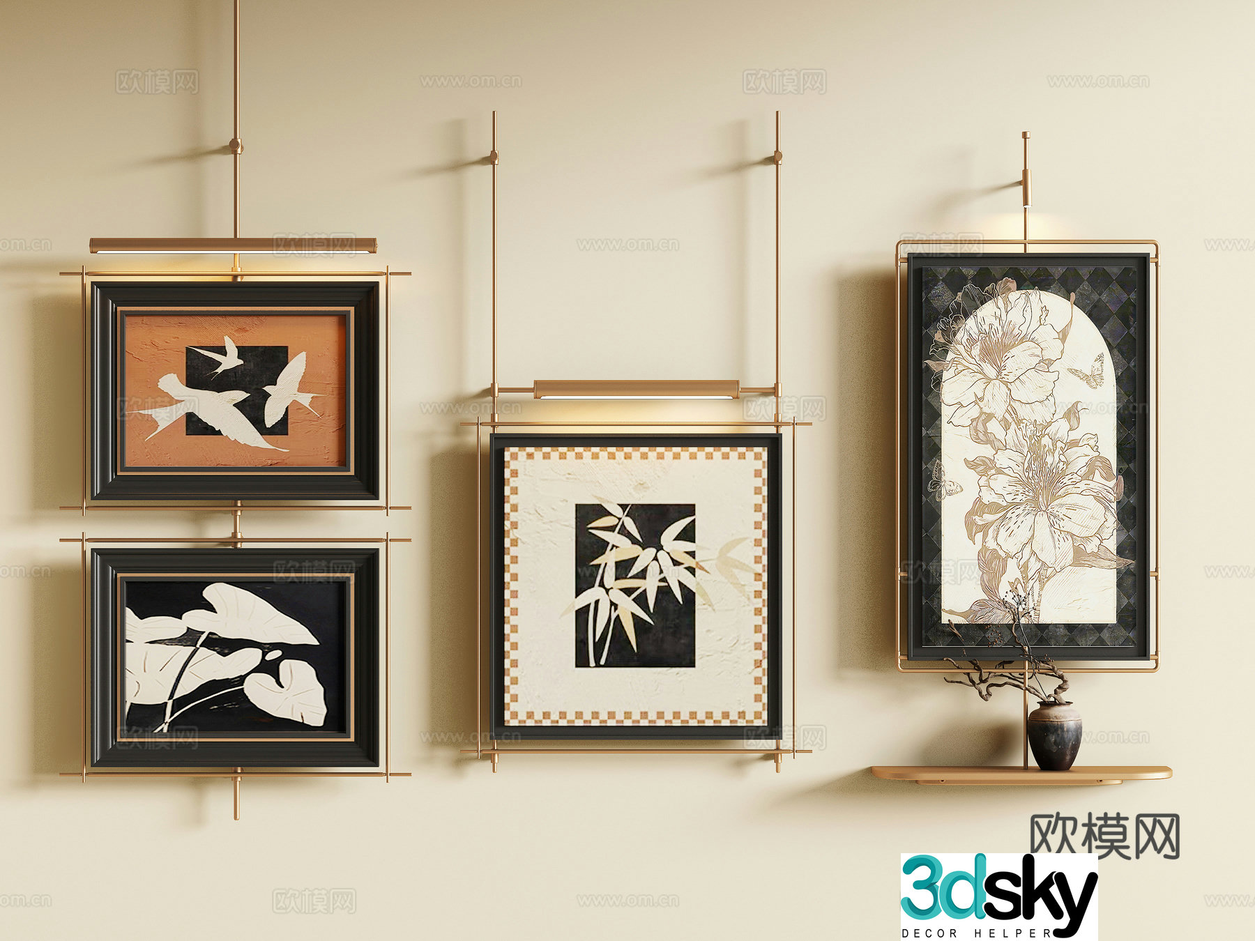 French medieval style hang painting 3D model