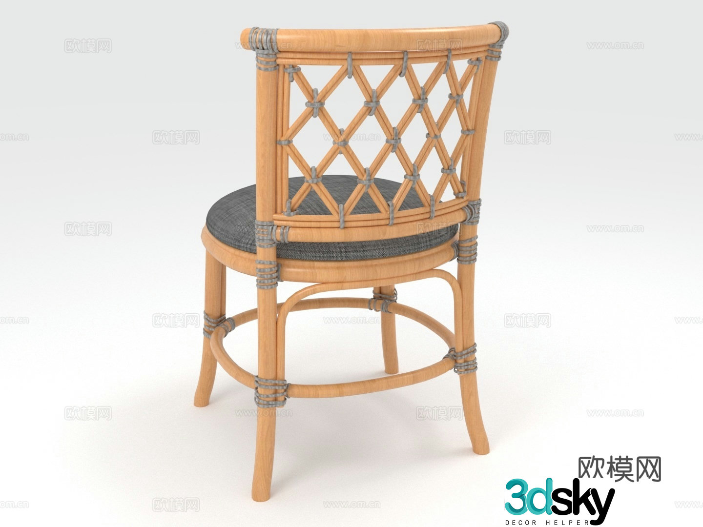 Wooden chair Bar chair High chair Chair 3d model