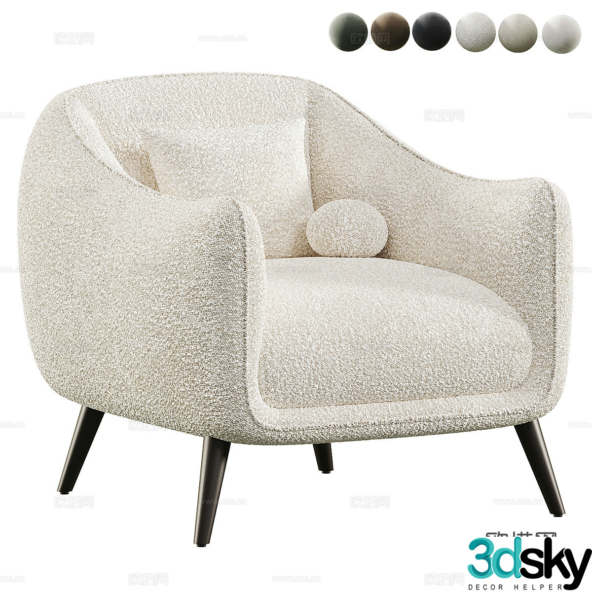 Modern Italian fabric armchair 3d model