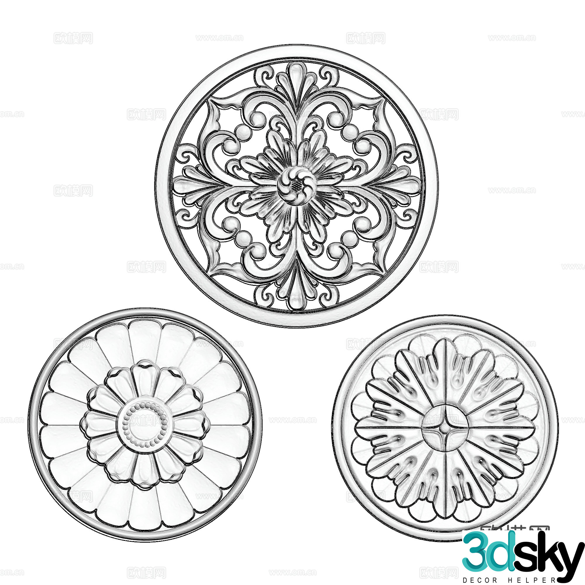 European style decorative carving decorative plate 3D model