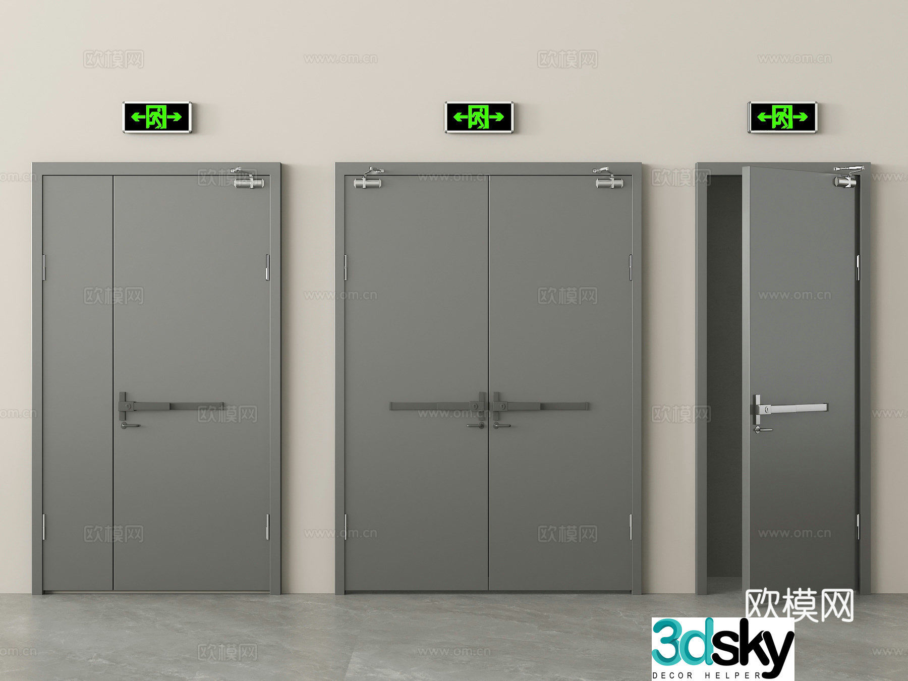 Modern fire door Fire door Safety exit 3D model