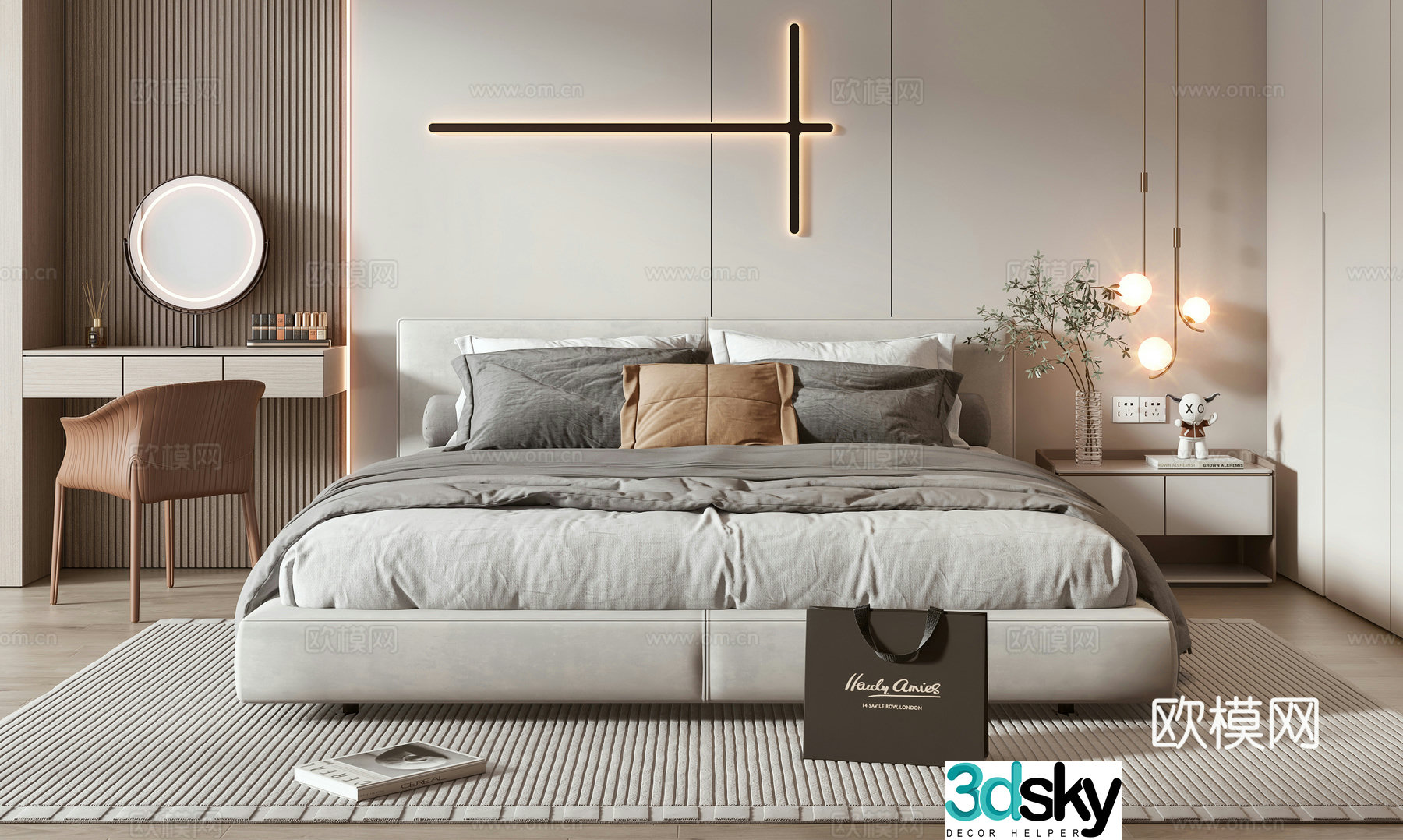 Minotti modern double bed 3d model