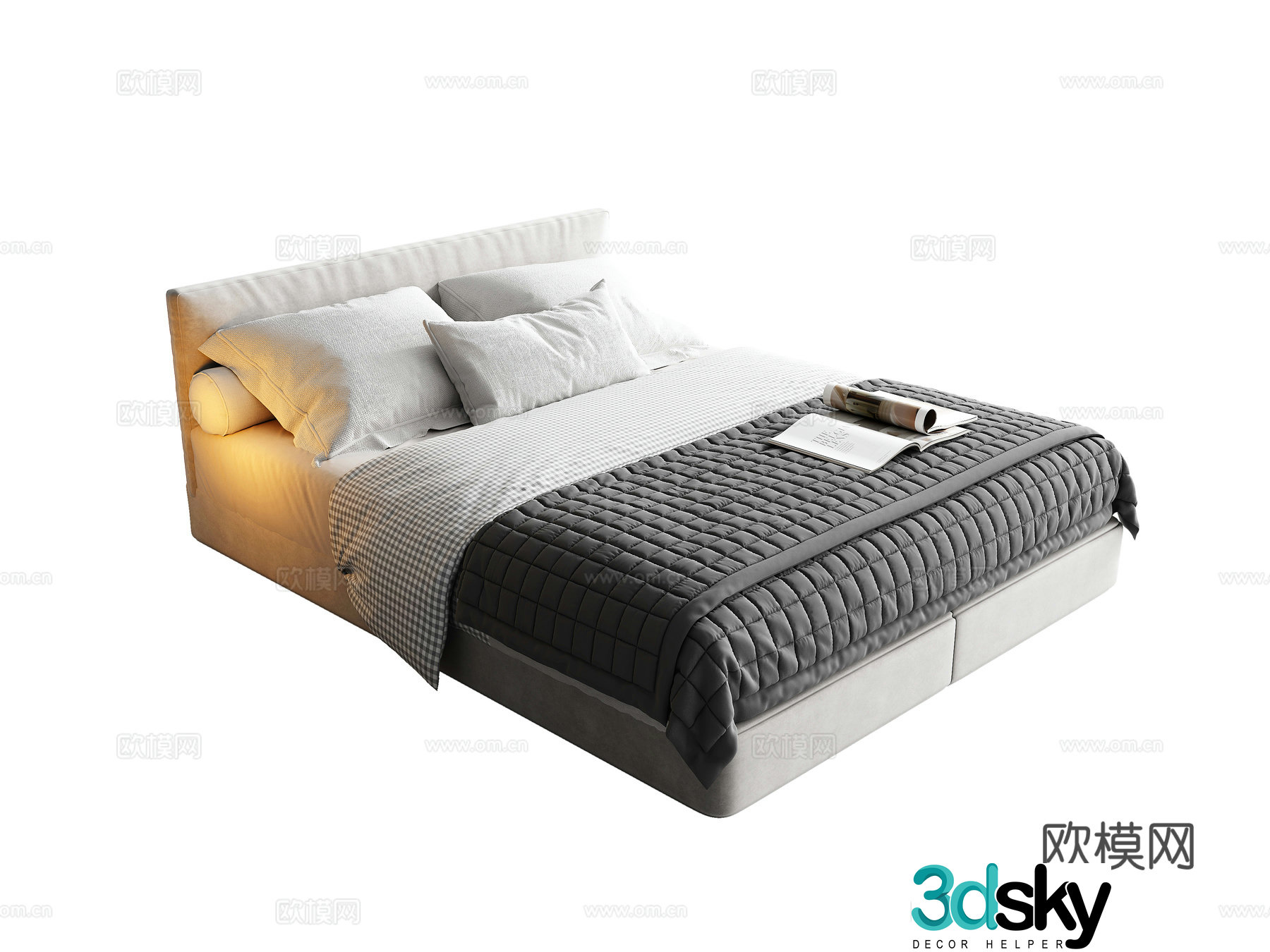 Modern simple single bed 3d model