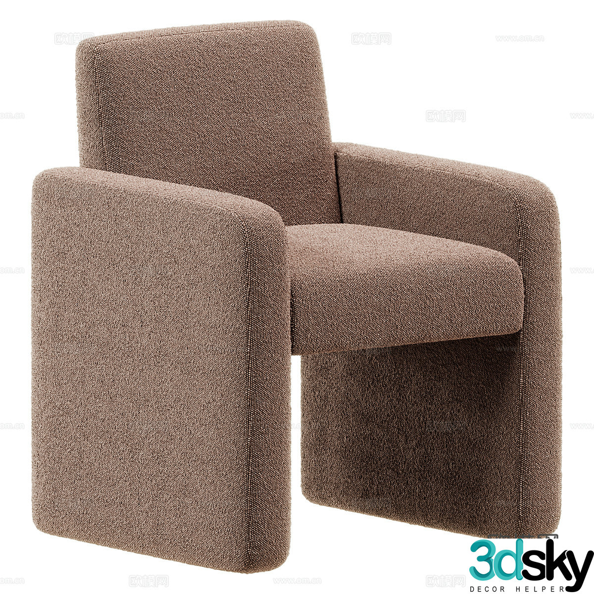 Modern Italian Cream Kean Fabric Armchair 3D Model