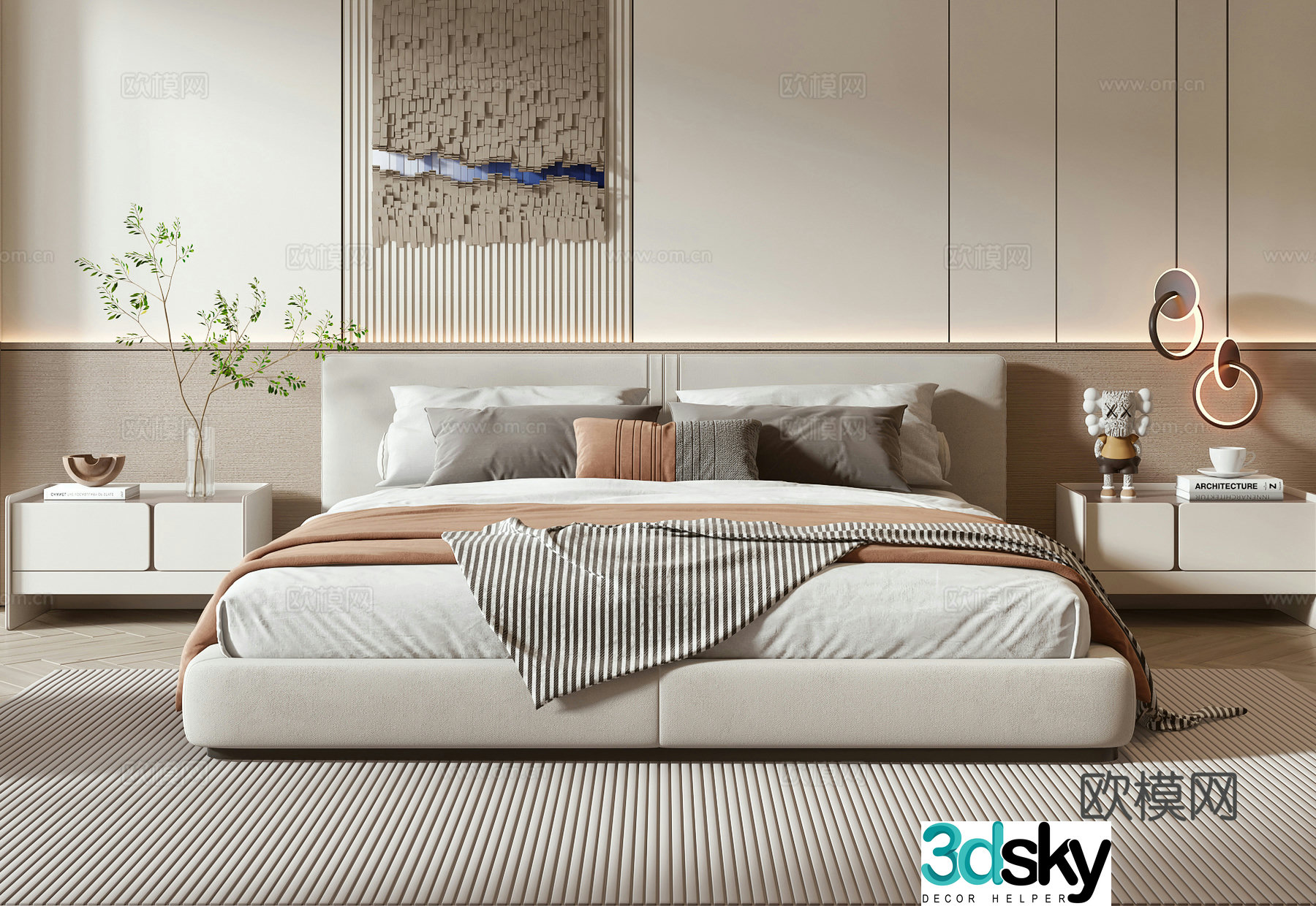 Minotti modern double bed 3d model