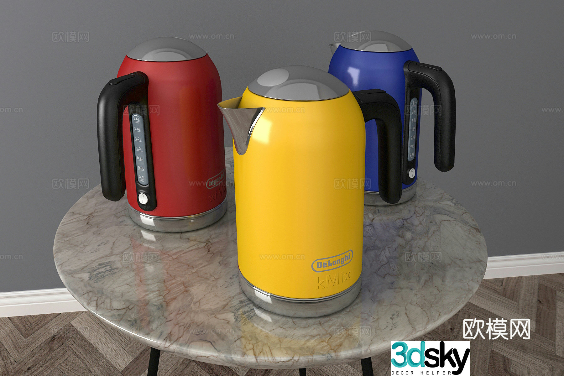 Modern colorful electric kettle 3d model