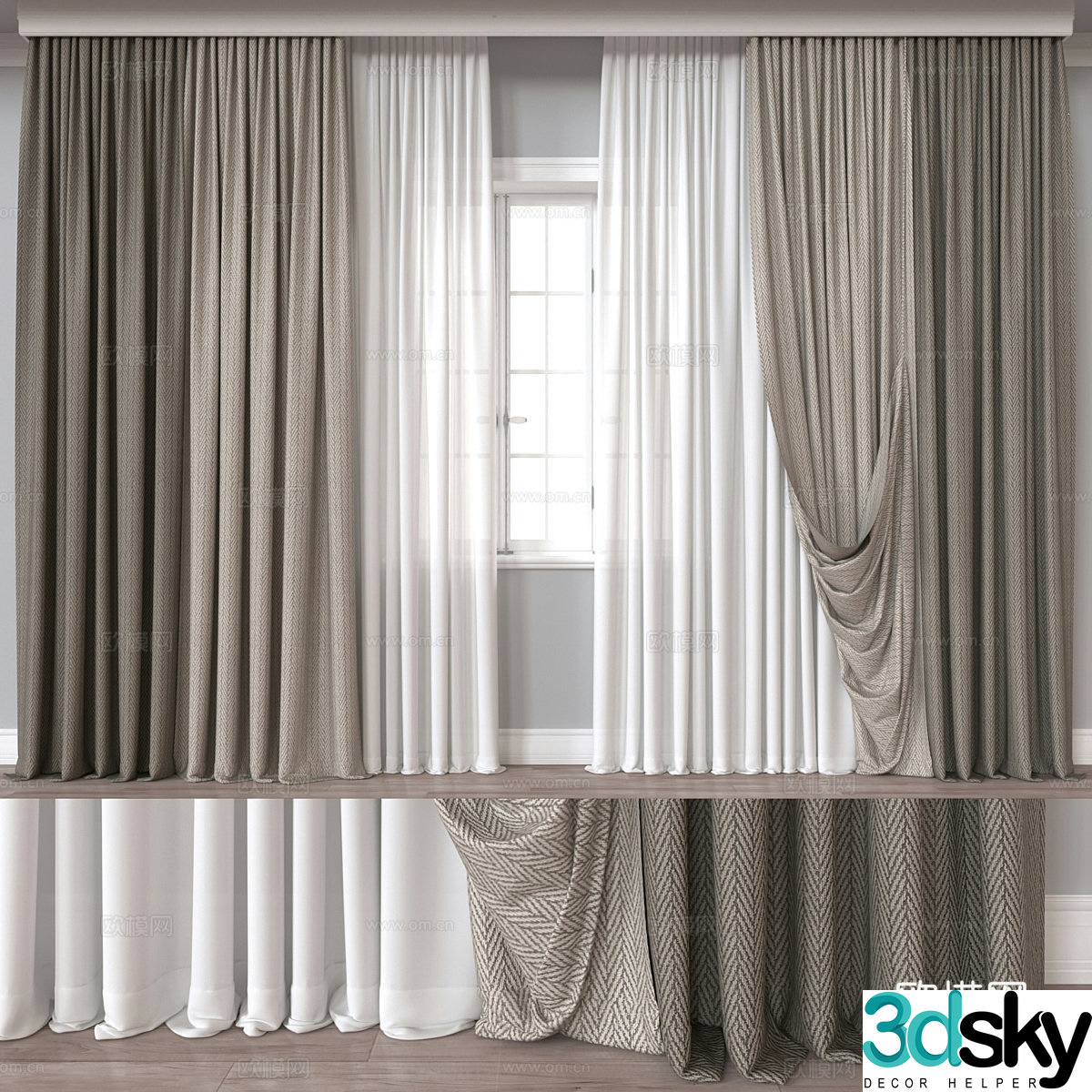 Modern Italian fabric curtain 3d model