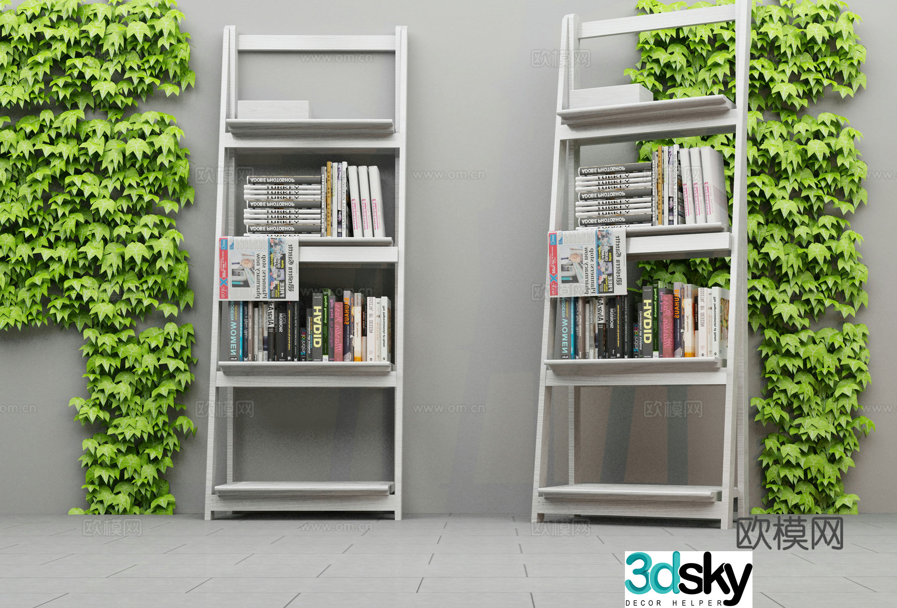 Balcony flower stand Bookshelf 3D model