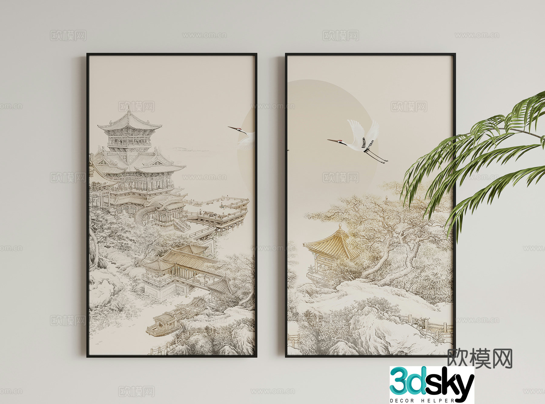 New Chinese style hanging painting 3D model