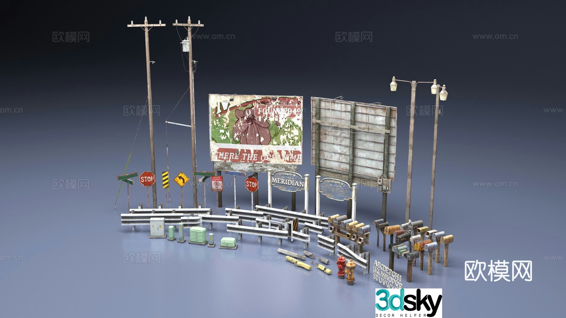 Road facilities 3d model