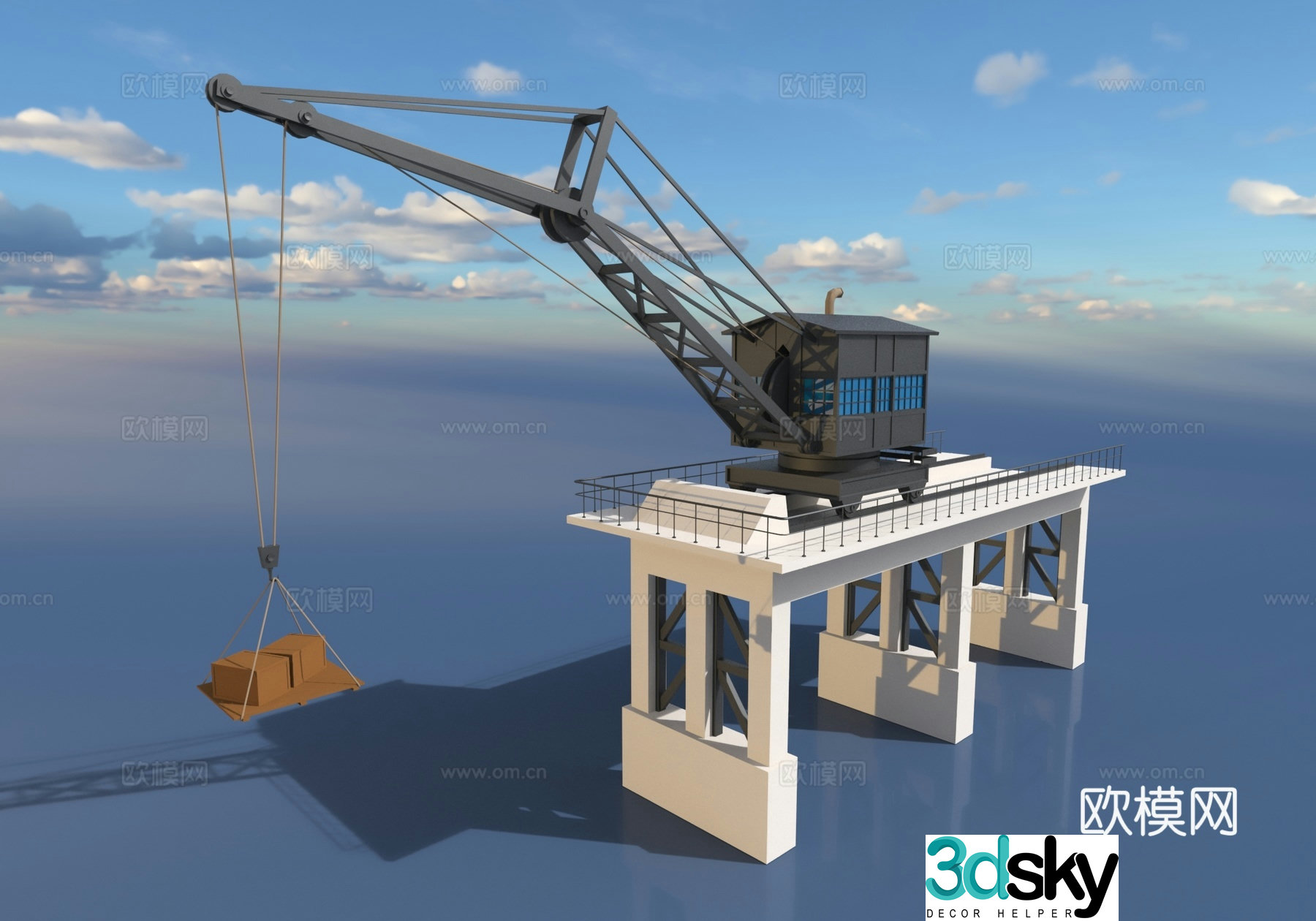 Hoisting machinery engineering vehicle crane retro industrial equipment factory building 3d model