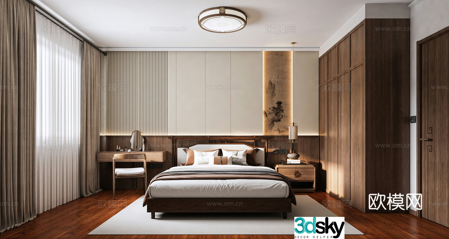New Chinese bedroom 3D model
