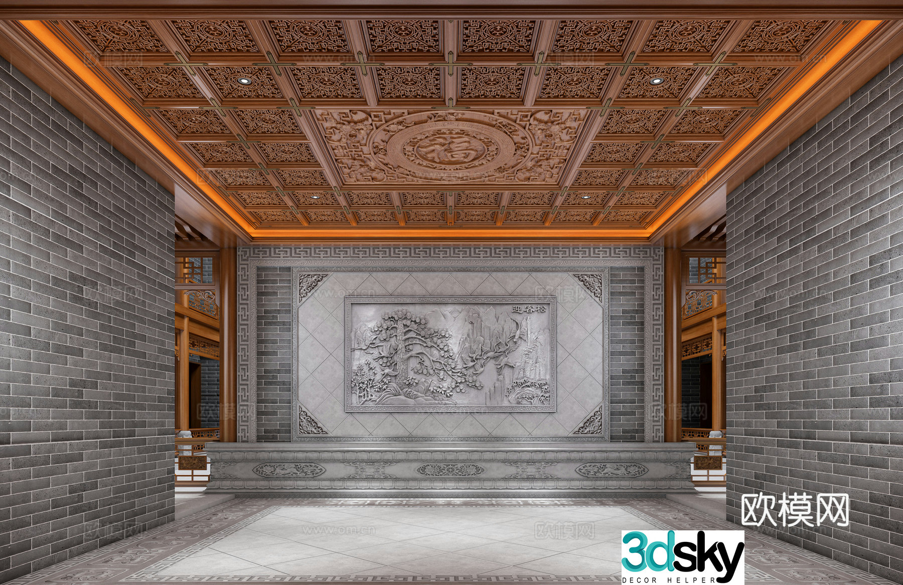 Classical courtyard hall 3D model