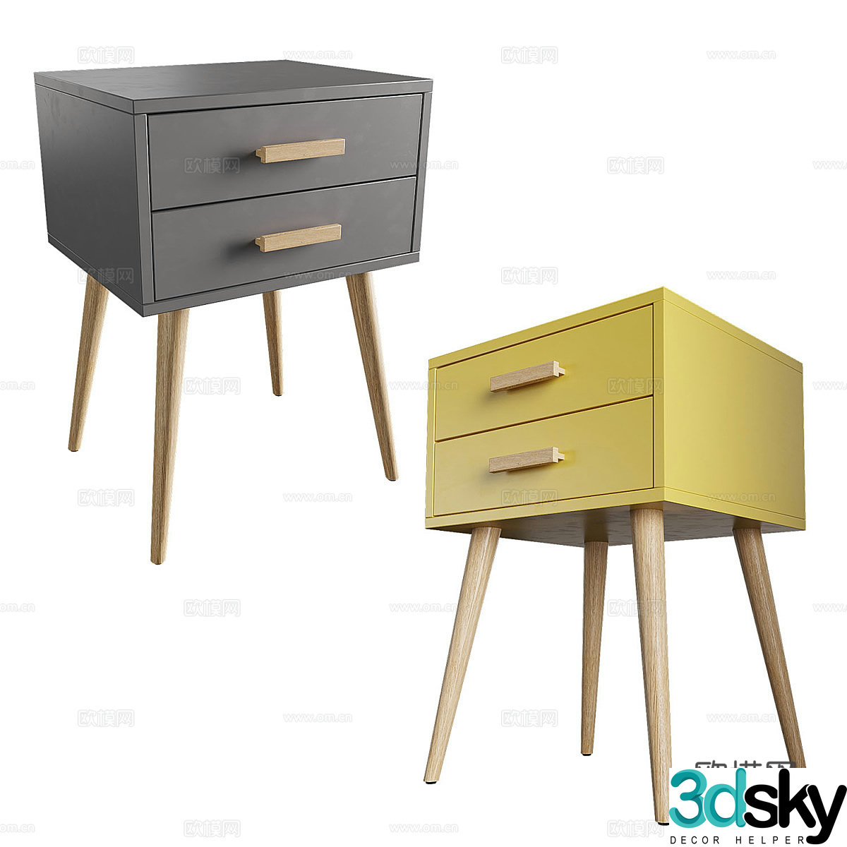 Modern Nordic Yvain nightstand 3d model