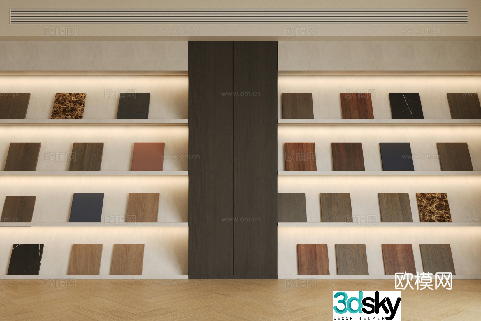 Ceramic tile display wall Decoration materials exhibition hall Wood panel display wall Whole house custom exhibition hall Floor tiles 3D model