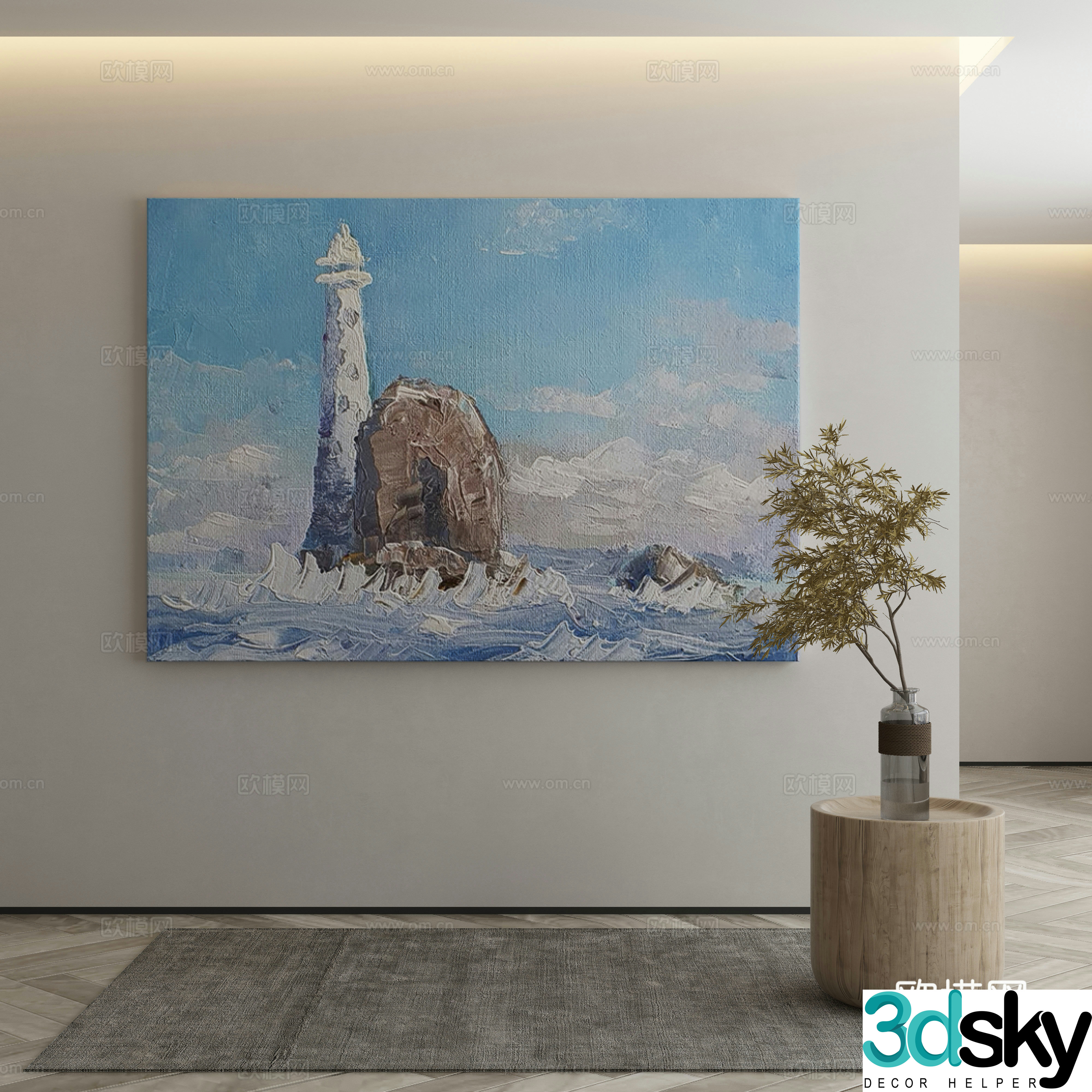 Modern Wasabi Hanging Painting Oil Painting 3D Model