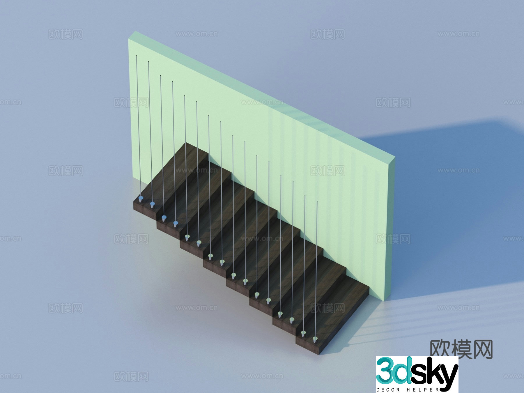 Stairs Glass Handrail Stair 3D Model