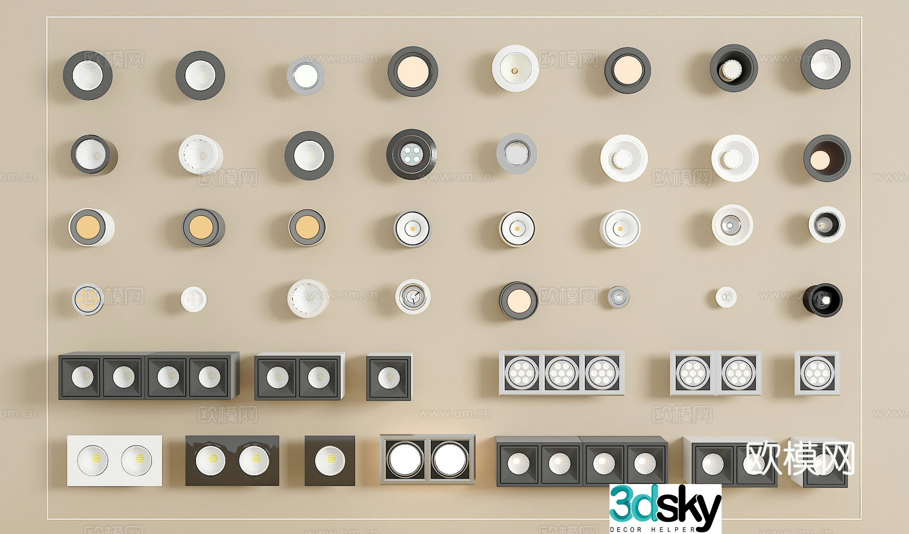 Track spotlight downlight linear lamp embedded downlight magnetic spotlight 3D model