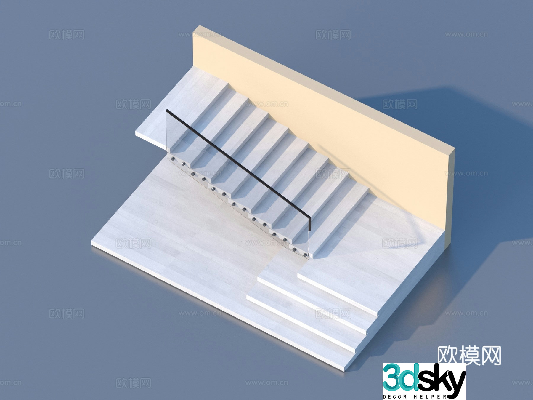 Stairs Glass Handrail Stair 3D Model