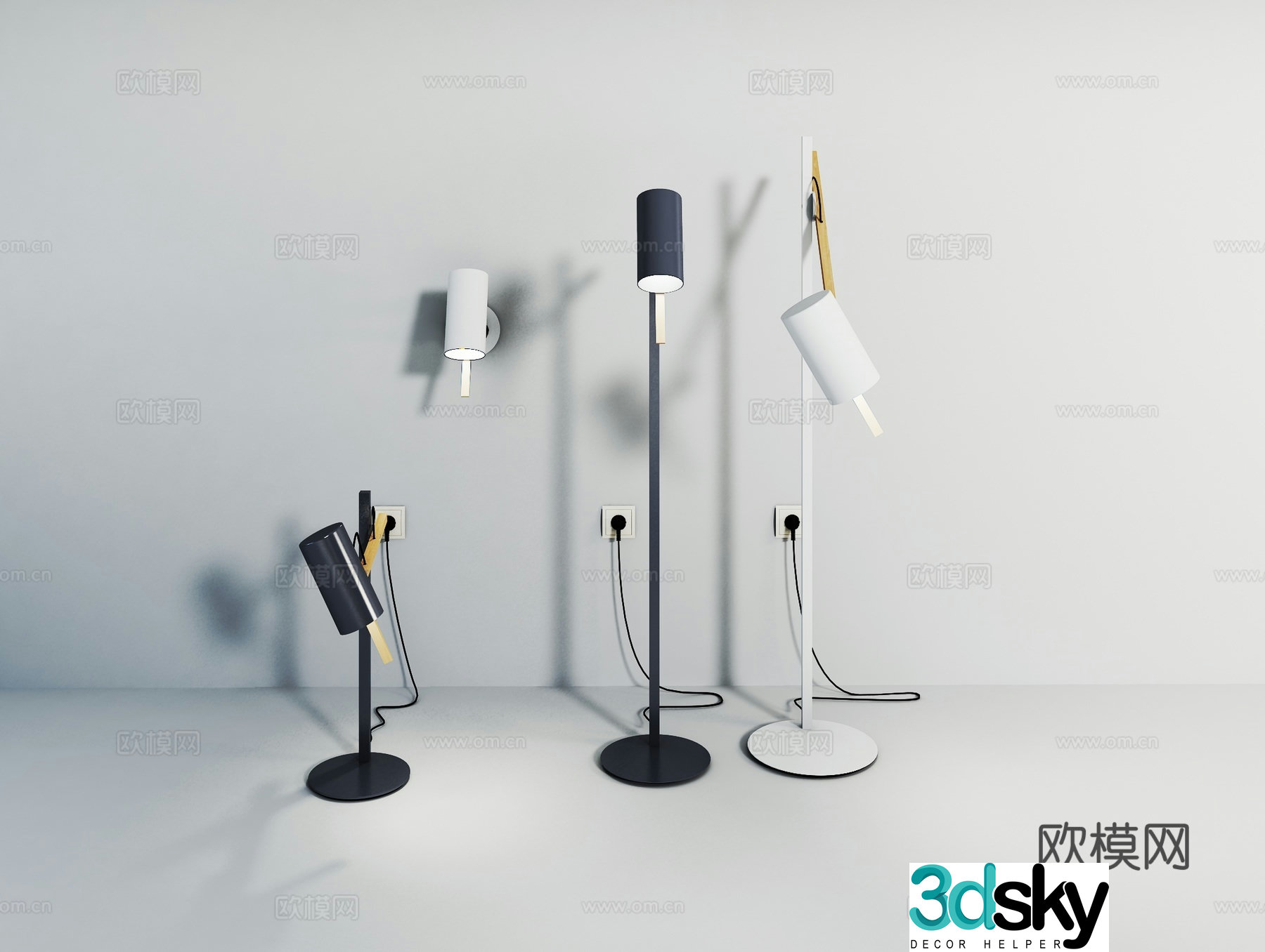 Modern painted floor lamp desk lamp wall lamp 3d model