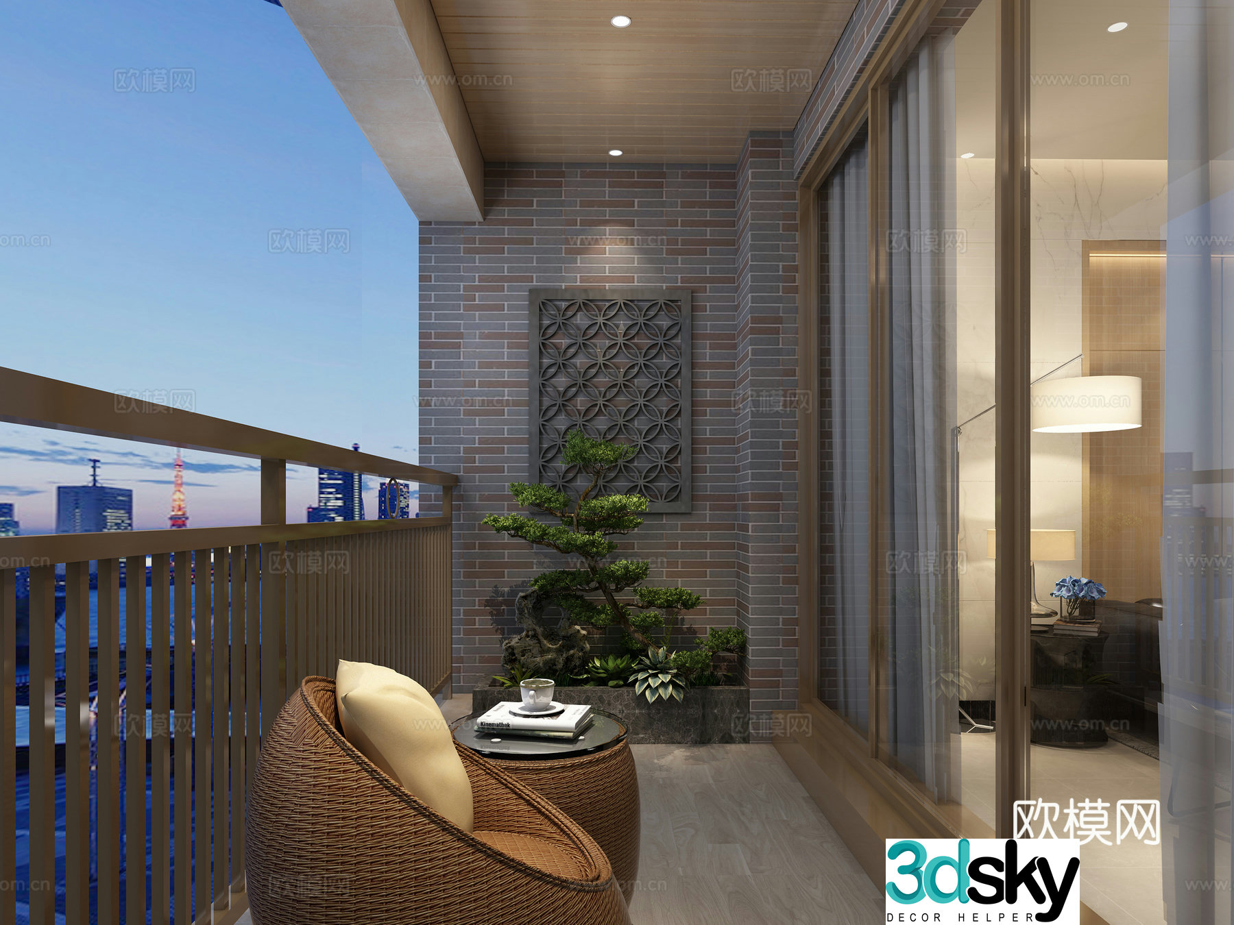 Balcony Welcoming Pine 3D Model