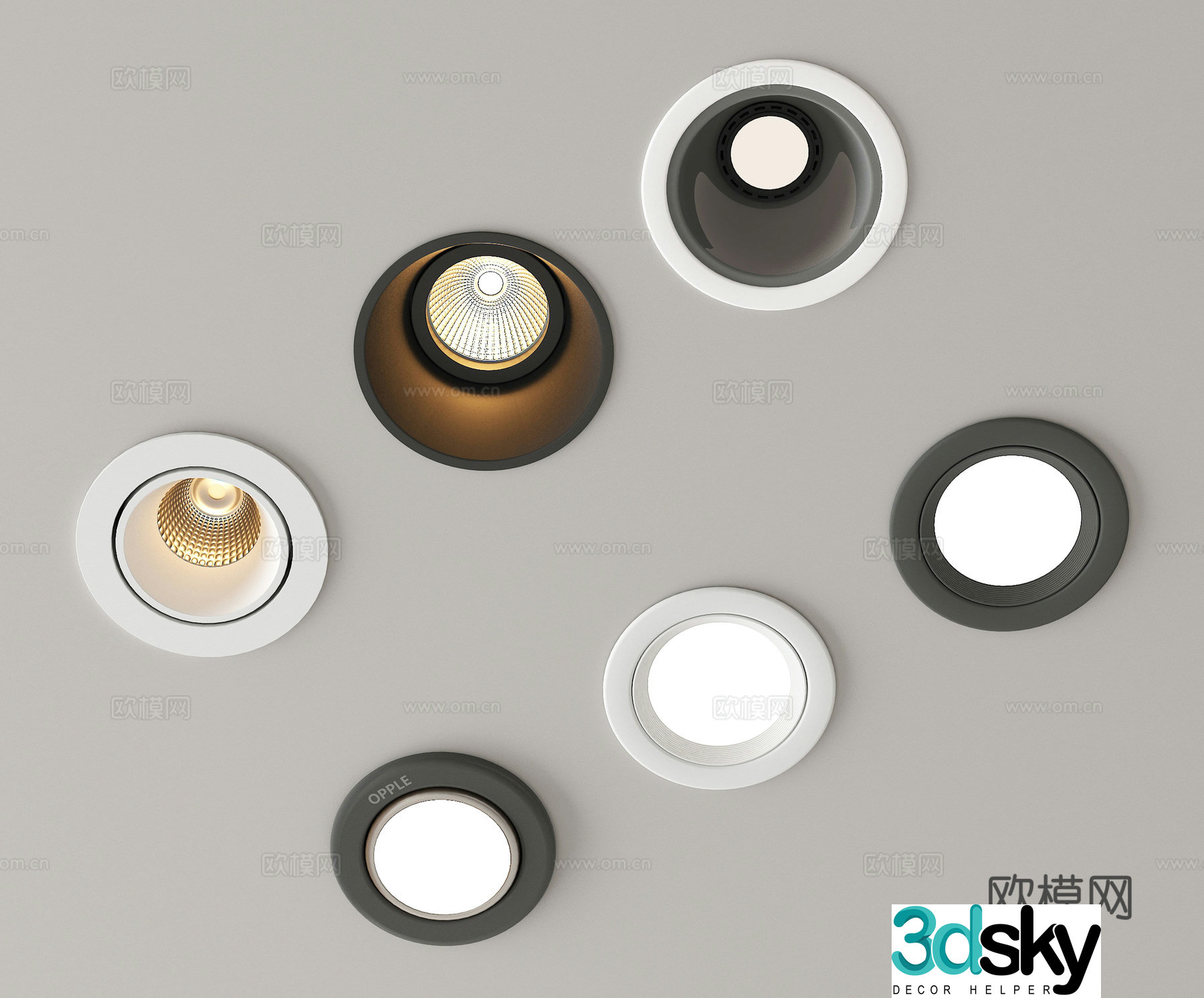 Modern downlight spotlight Recessed downlight spotlight Niuke horn lamp 3d model