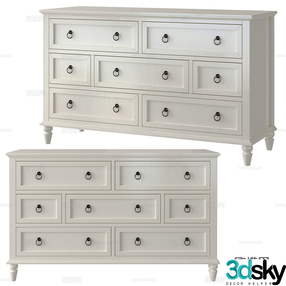 American simple side cabinet chest of drawers low cabinet 3d model