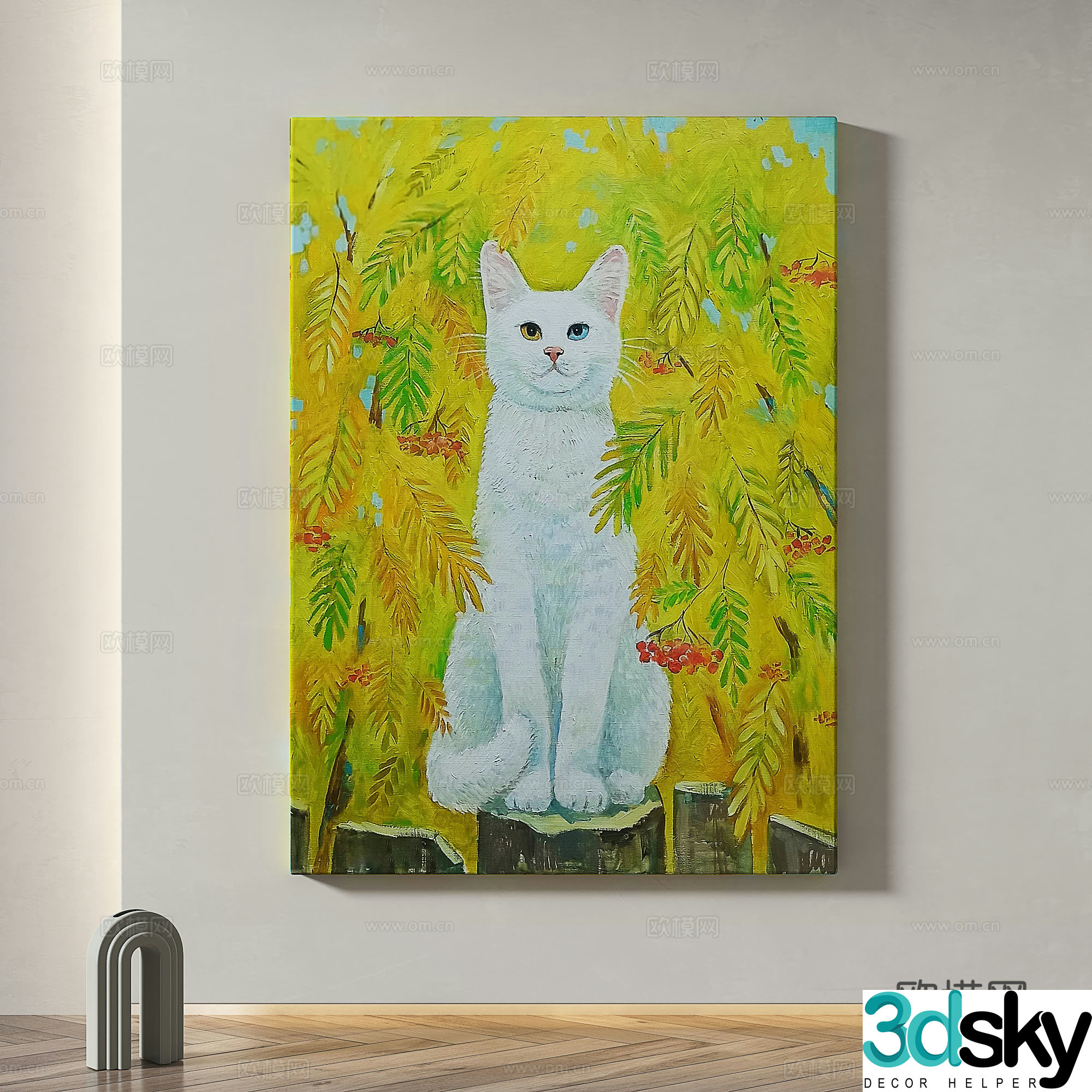 Modern simple abstract light luxury wasabi texture decorative painting 3d model