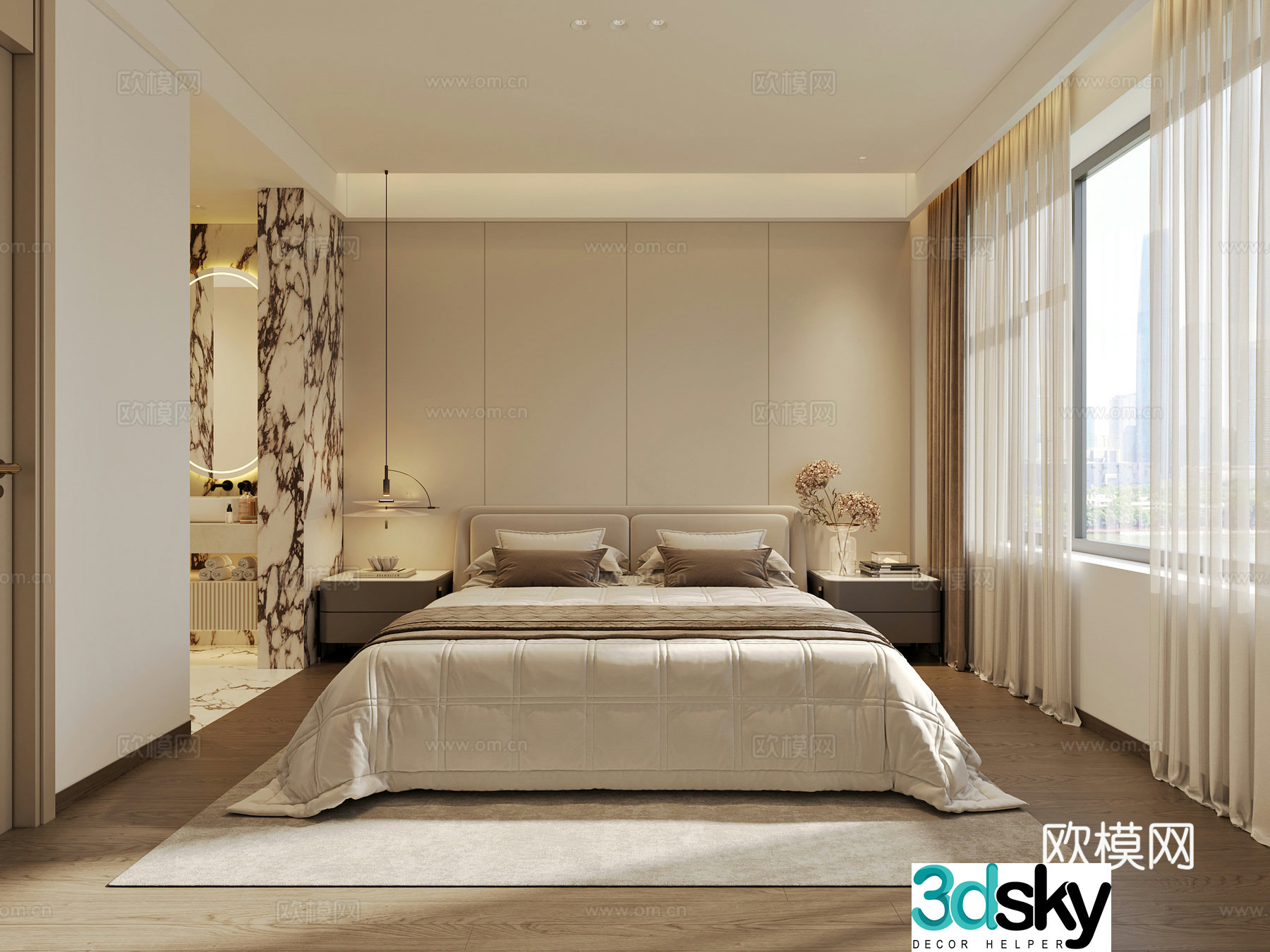 Modern master bedroom 3D model