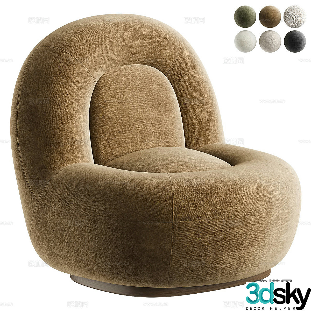 Modern Italian cream style velvet fabric sofa chair 3d model