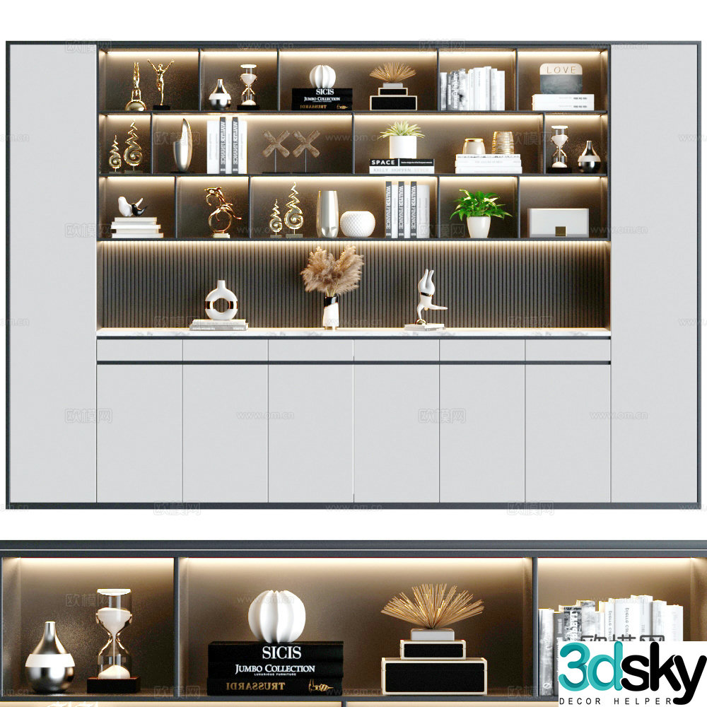Decorative cabinet modern wall cabinet modern bookcase storage cabinet 3d model