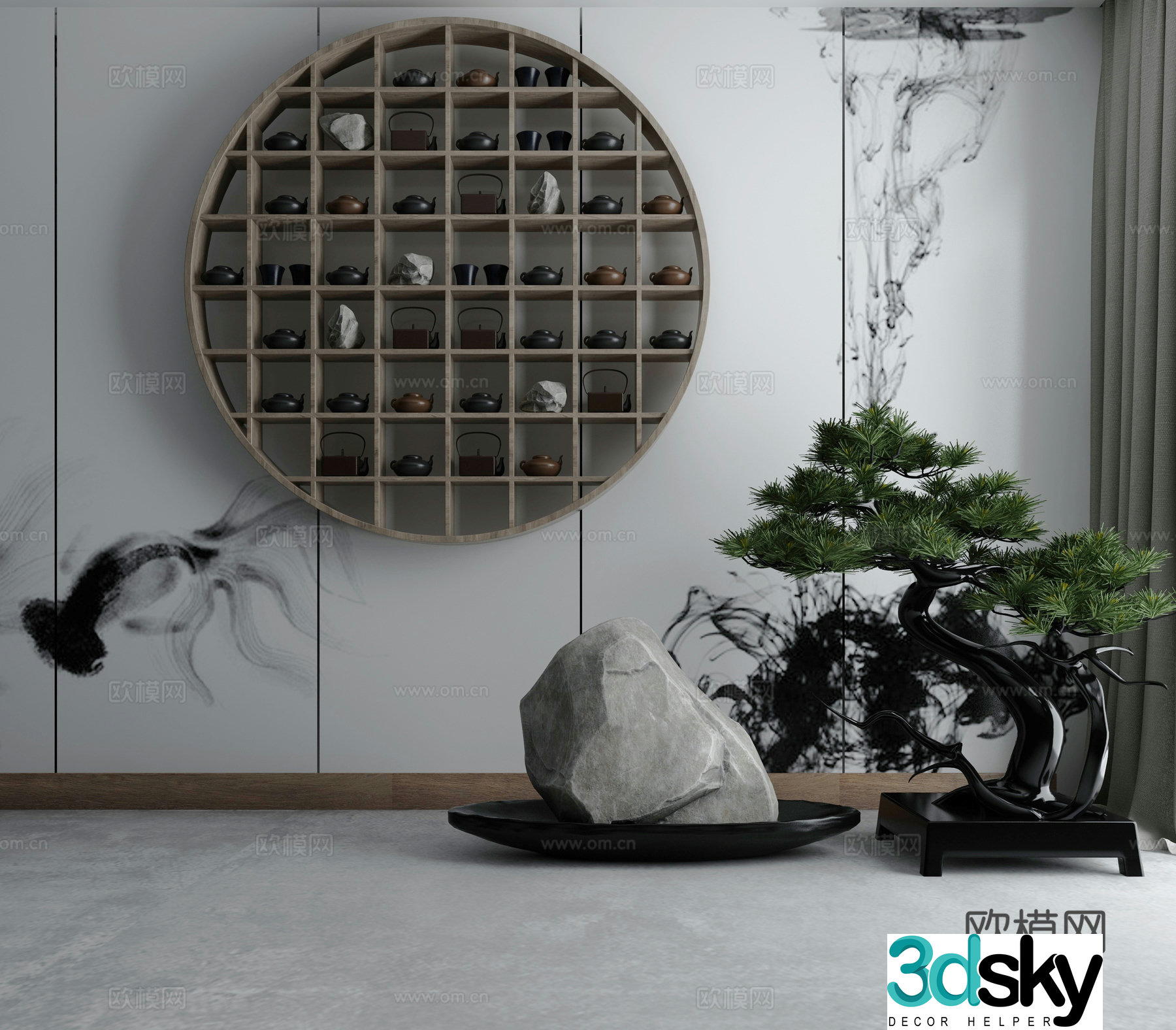 Chinese Zen Space Stone Dead Mountain Water 3D Model