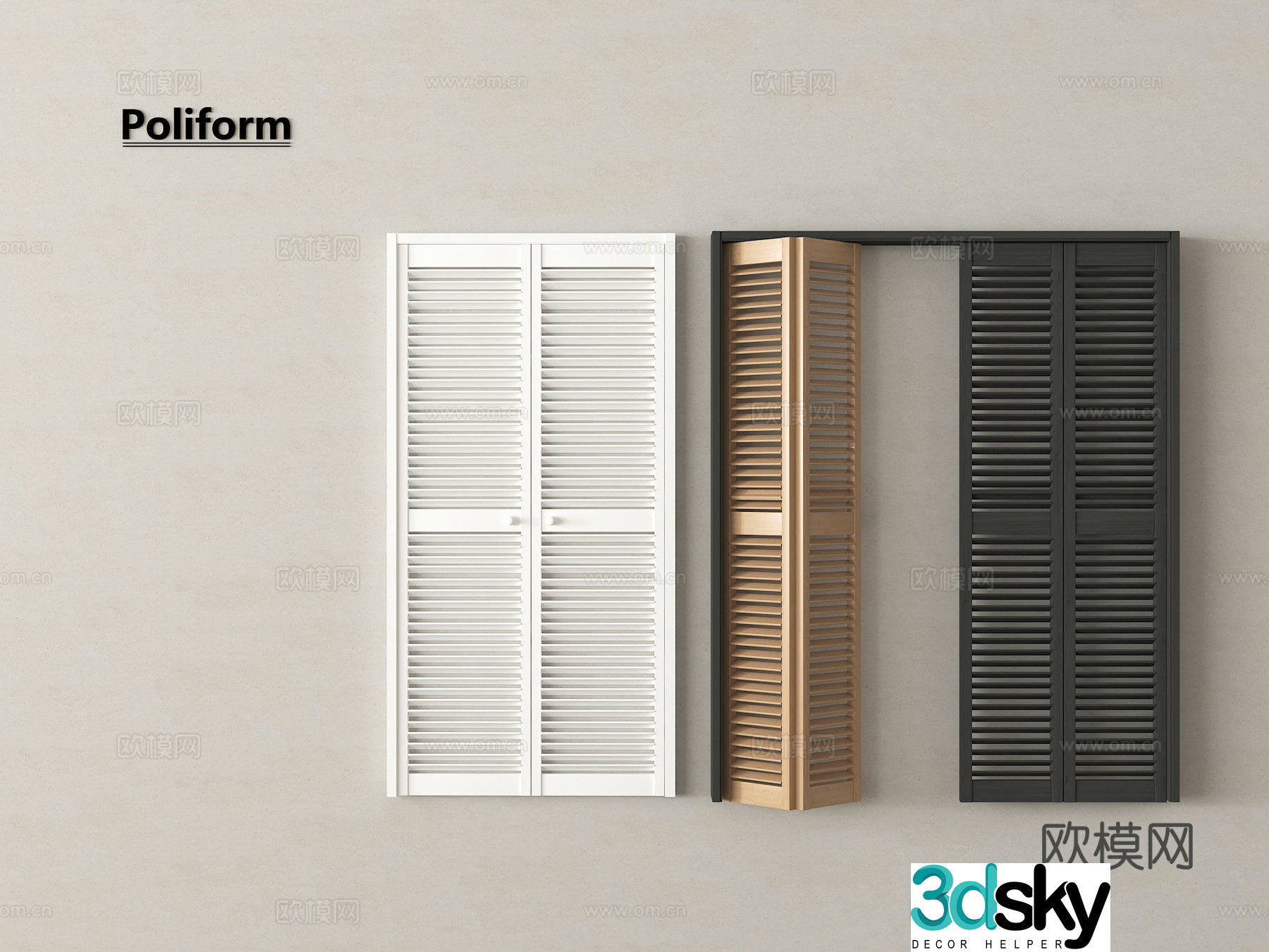 Modern blinds louver ventilation window louver folding window 3D model